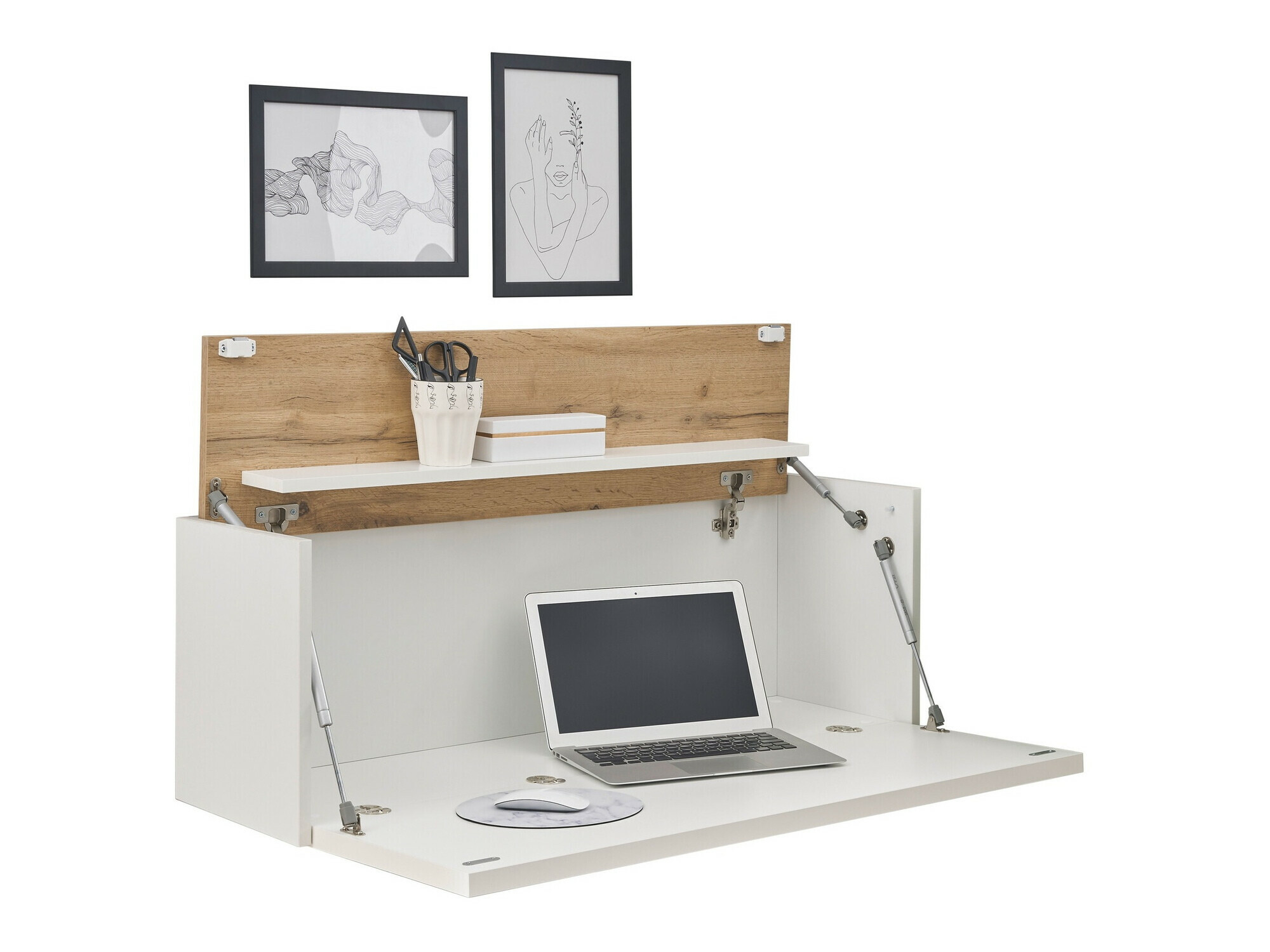 Uredski stol Elbsori 107 (Bijela + Hrast Wotan)