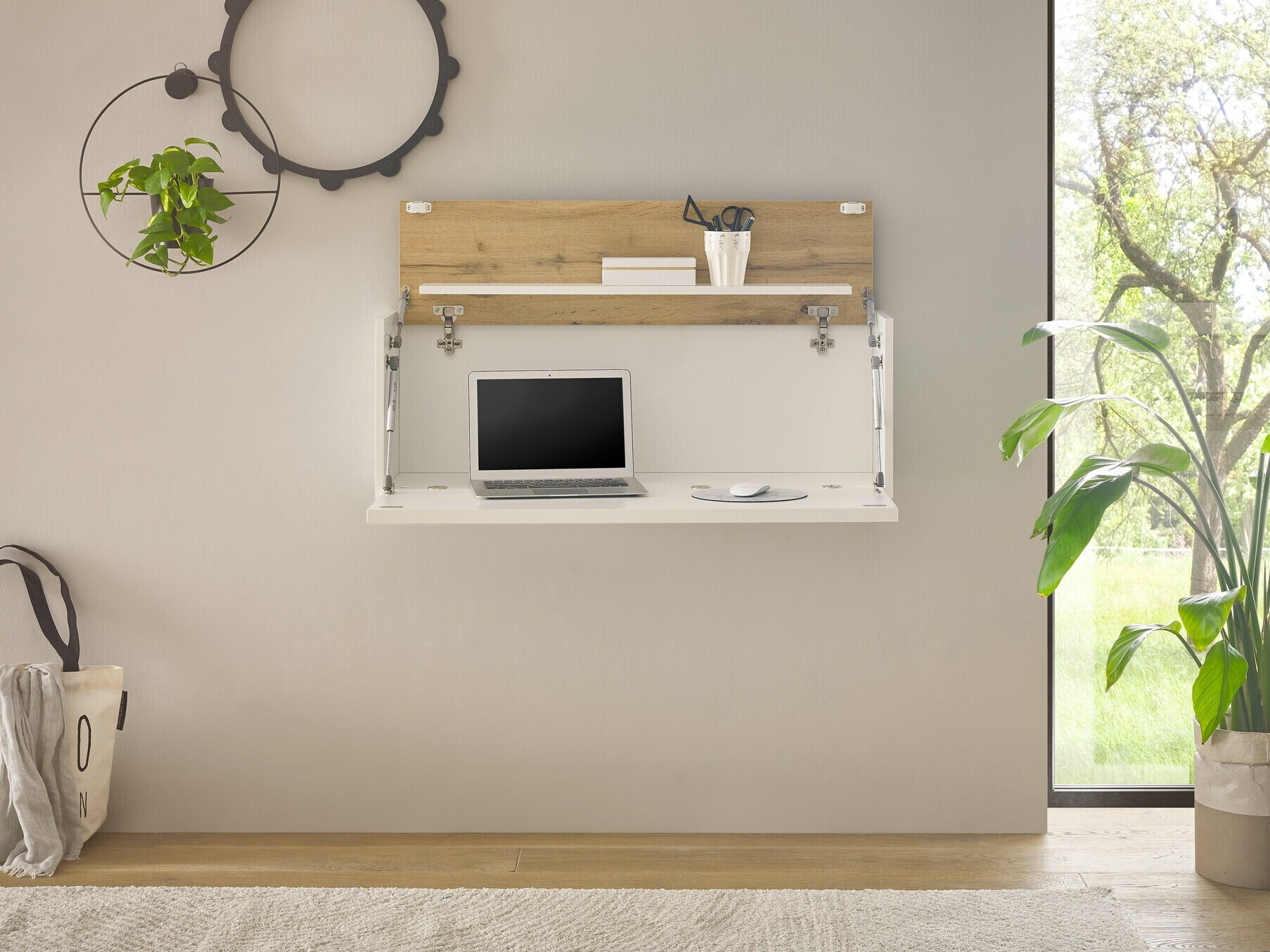 Uredski stol Elbsori 107 (Bijela + Wotan hrast)