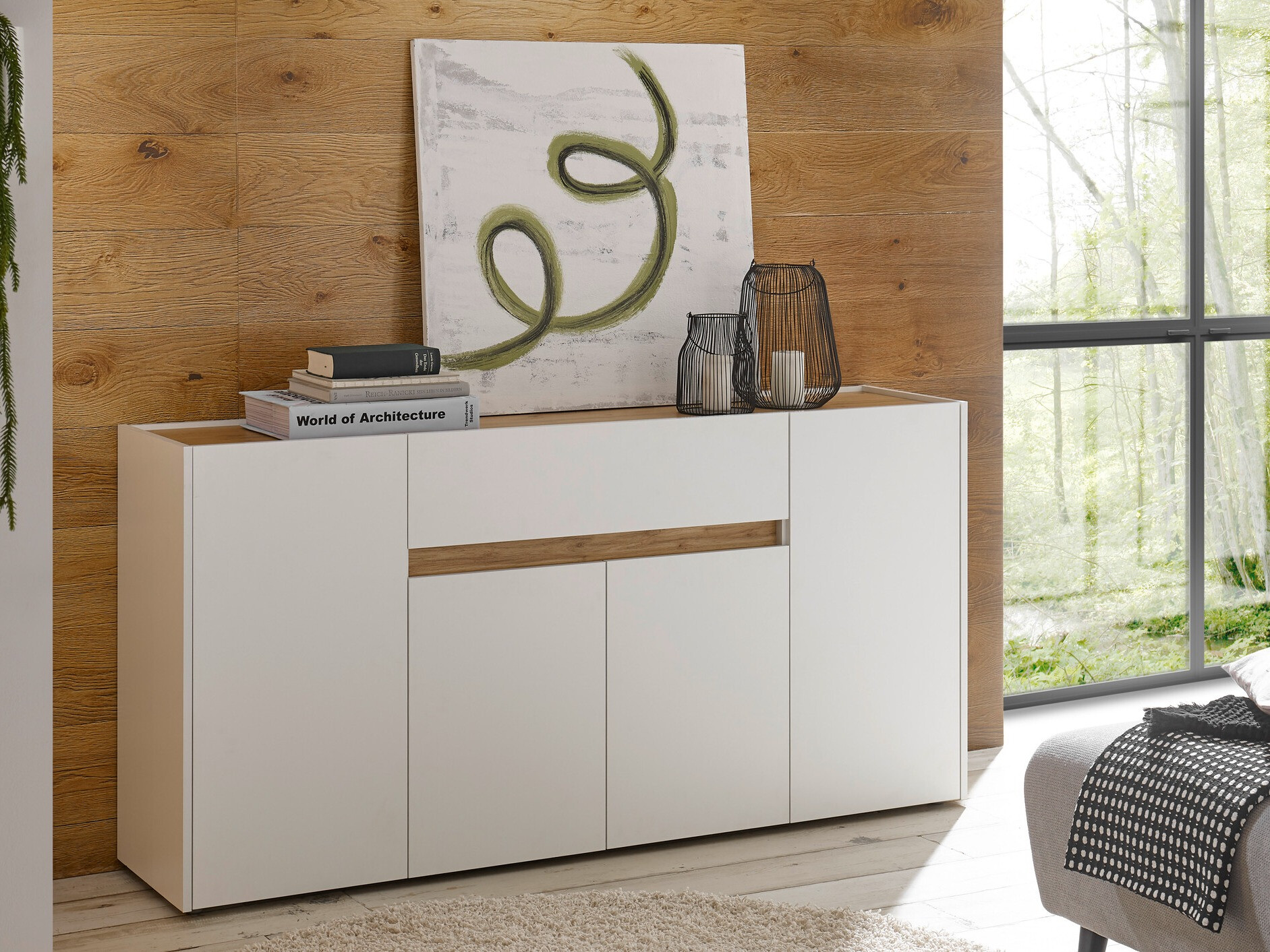 Komoda Elbsori 117 (Bijela + Hrast Wotan)