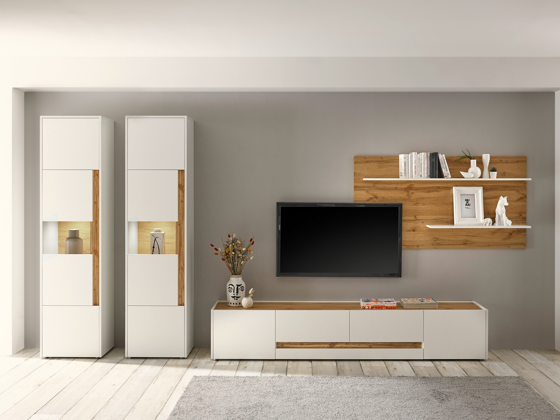 TV stol Elbsori 116 (Bijela + Wotan hrast)