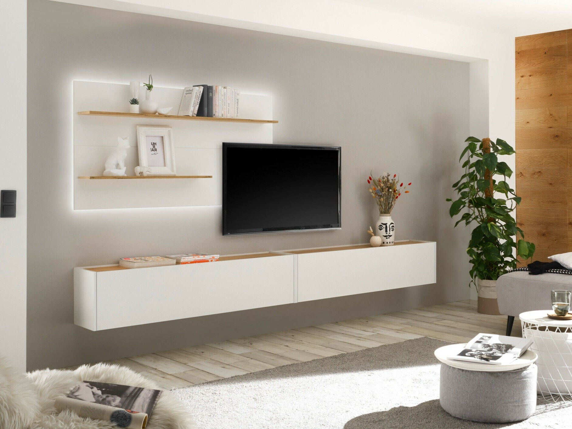 Dnevni boravak Elbsori 120 (Bijela + Wotan hrast)