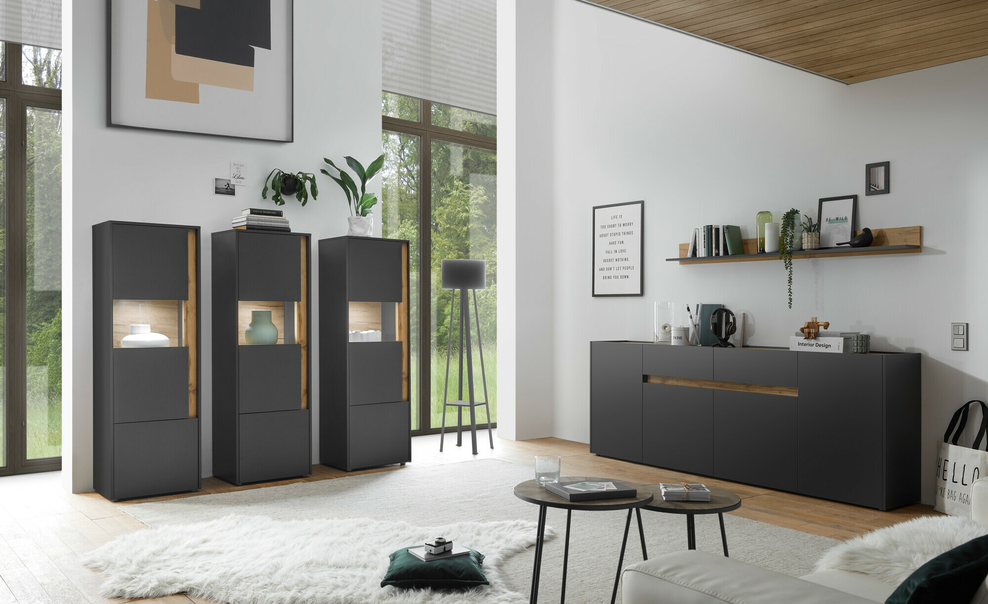 Komoda Elbsori 118 (Antracit + Hrast Wotan)