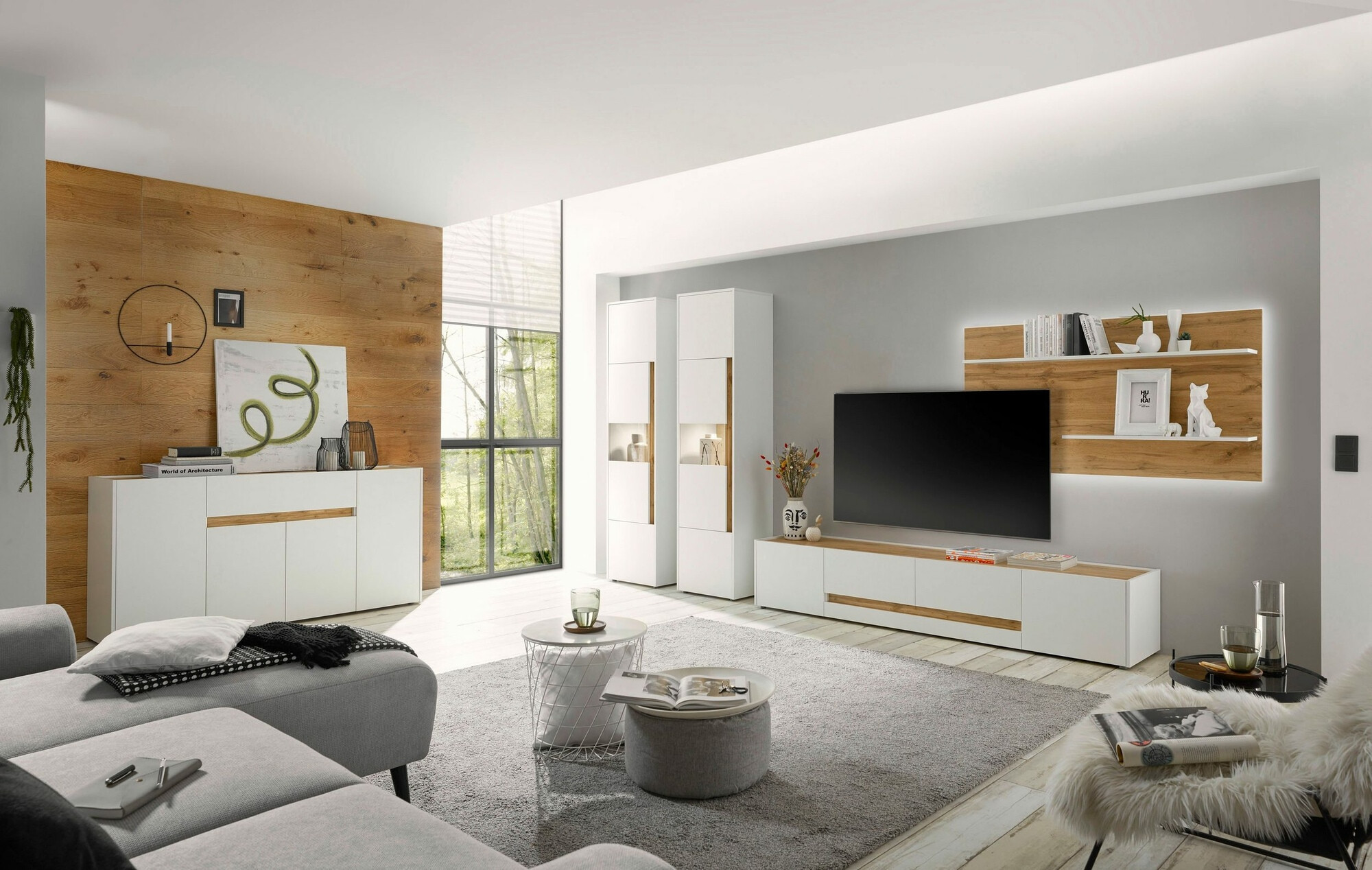 Komoda Elbsori 118 (Bijela + Hrast Wotan)