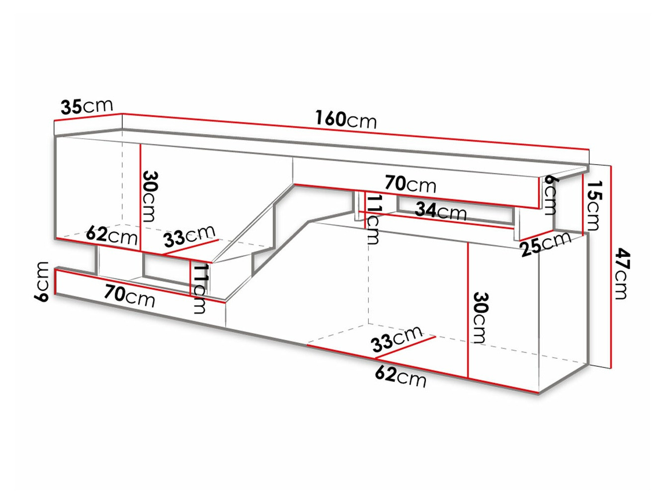 TV stol Comfivo Daldune 100 (Bijela + Hrast Wotan)