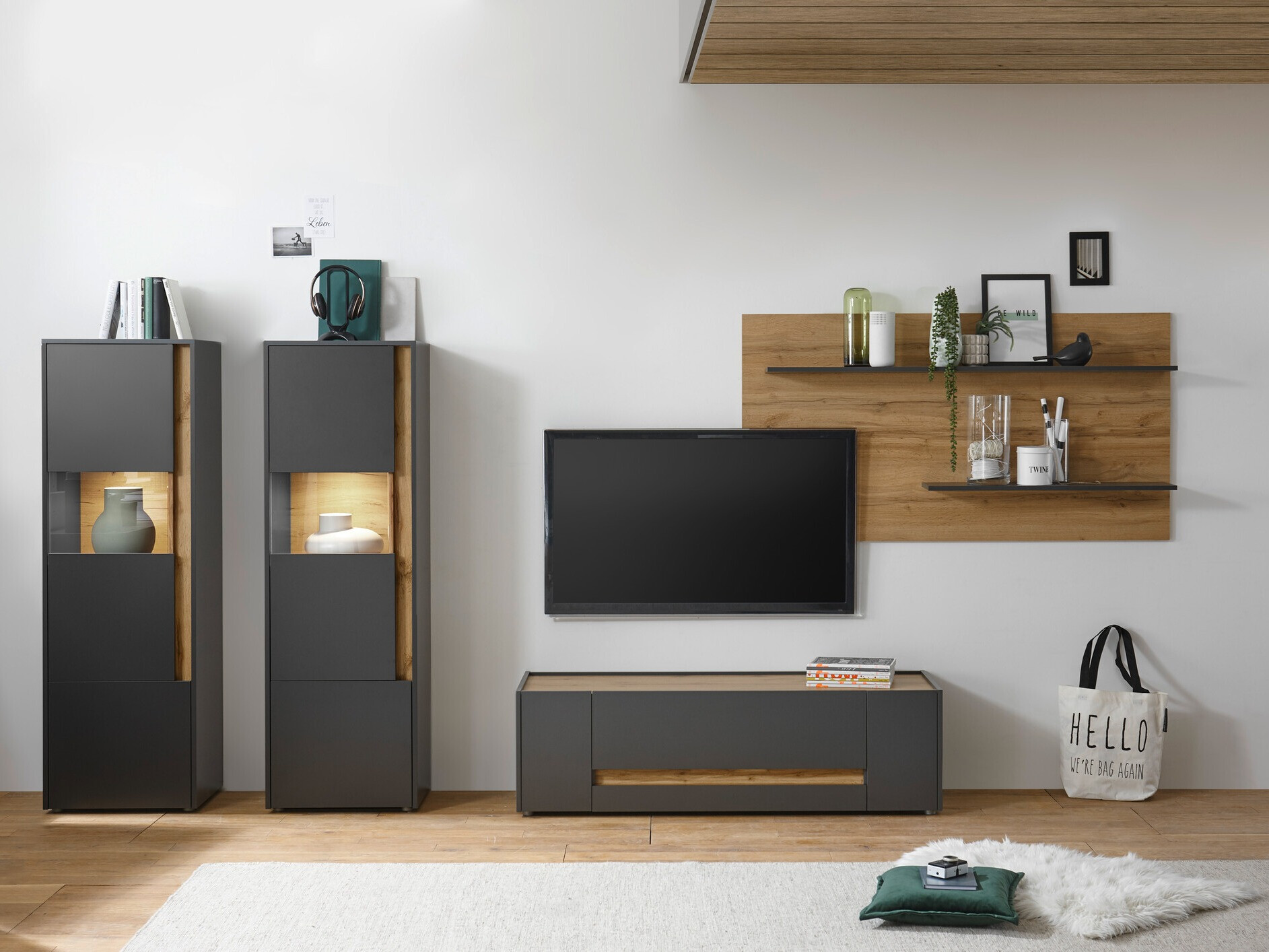 Dnevni boravak Elbsori 128 (Antracit + Wotan hrast)