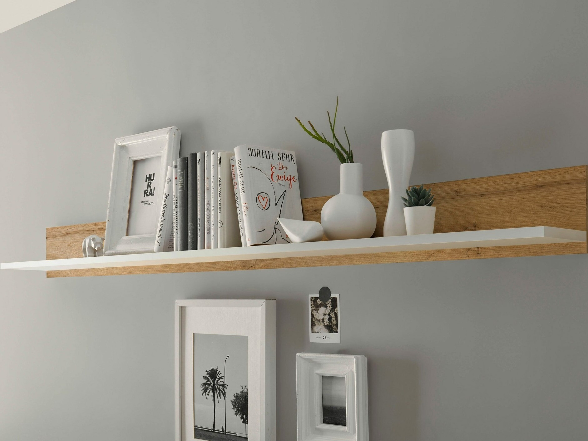 Zidna polica Elbsori 126 (Hrast Wotan + Bijela)