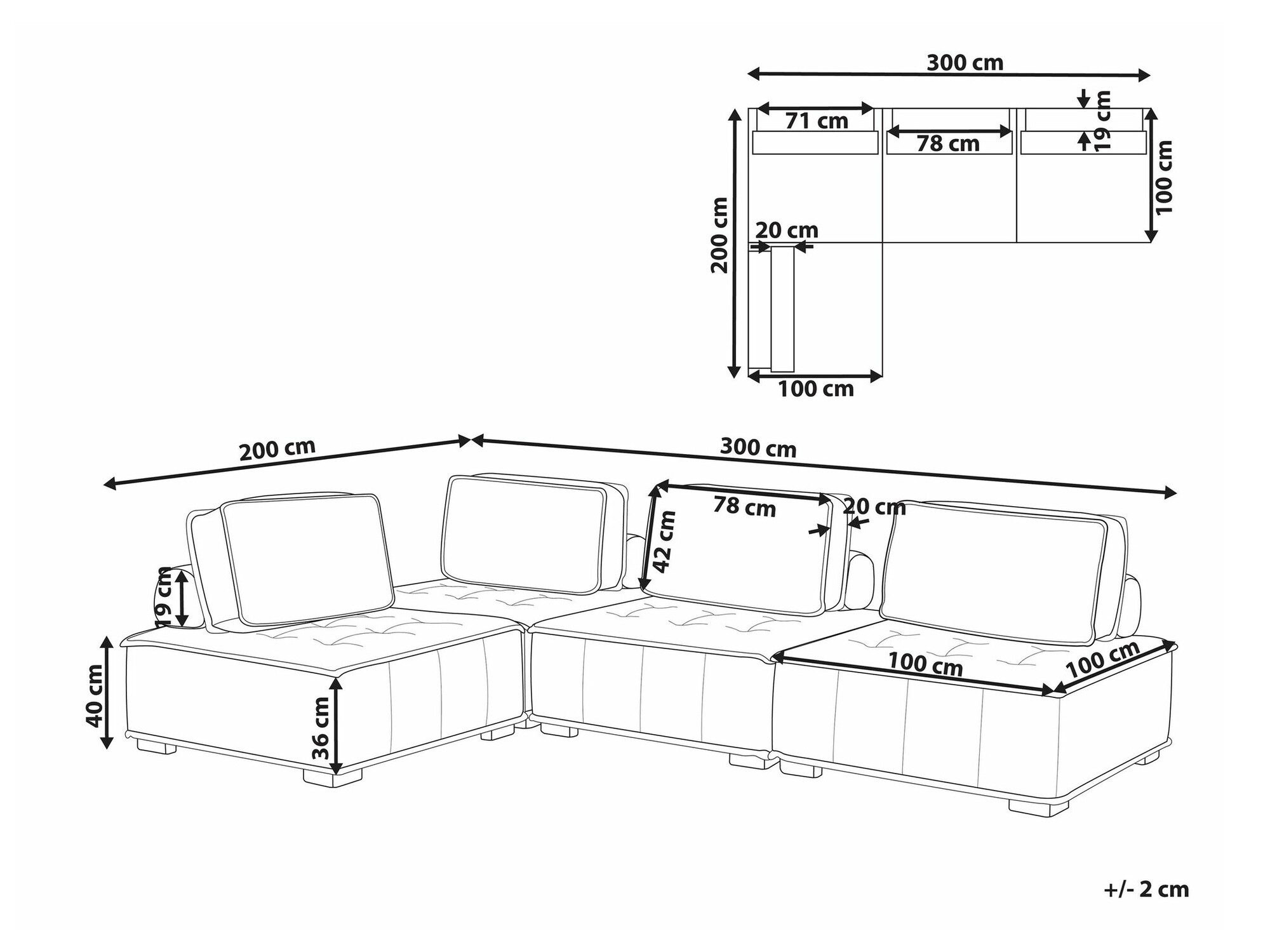 Modularna kutna garnitura Berwyn 1807 (Siva)