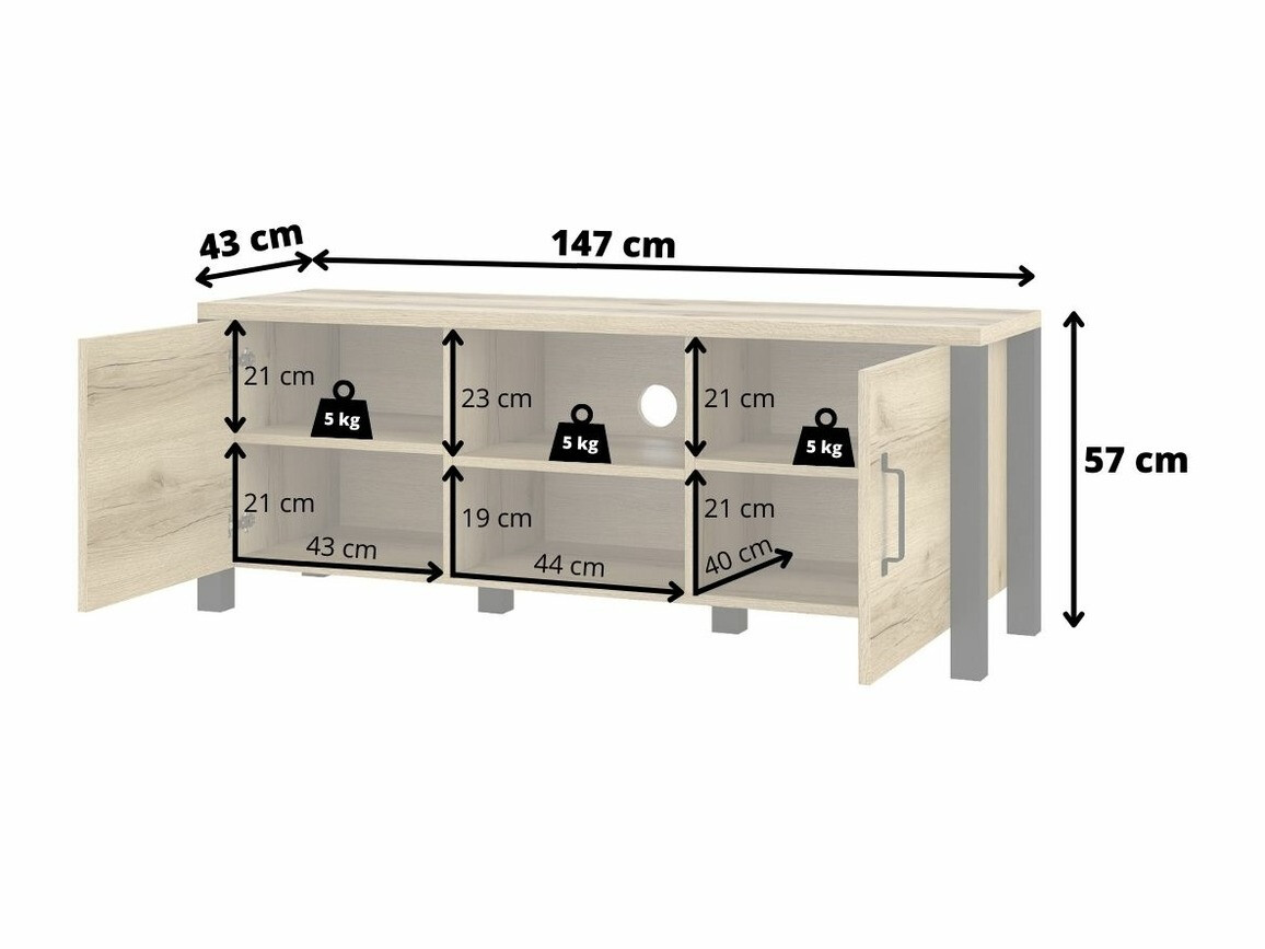 TV stol Tornua 104 (Tamna smreka + Mat crna)