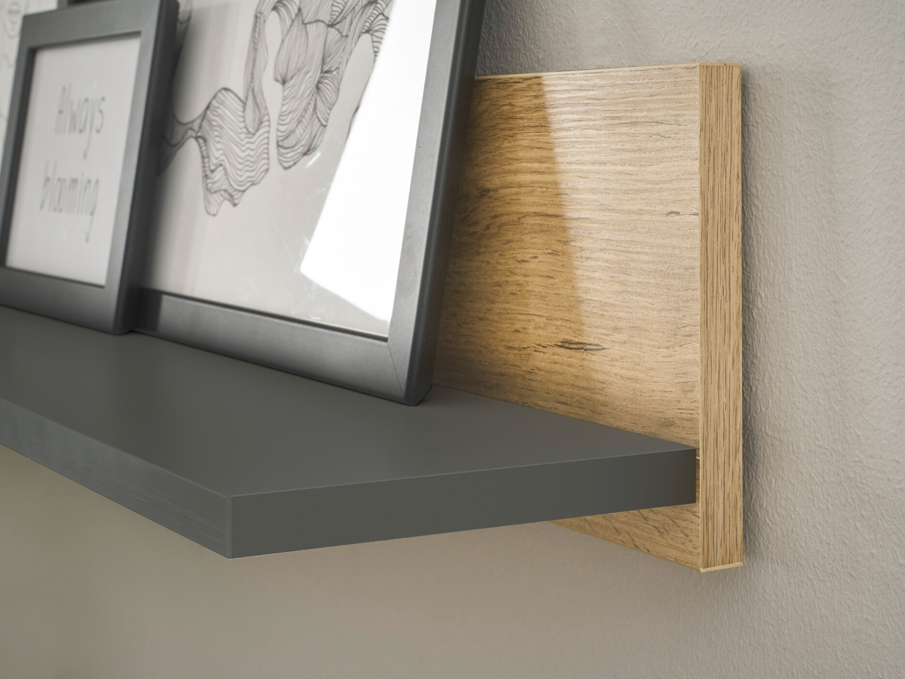 Zidna polica Elbsori 134 (Antracit + Hrast Wotan)