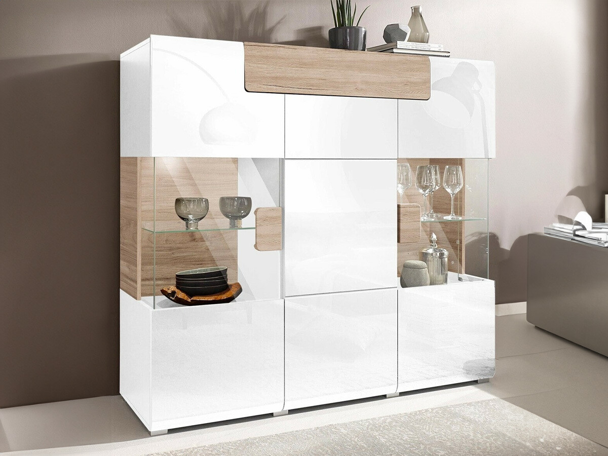 Ormarić Torsone 100 (Bijela + Sjajno bijela + Hrast San Remo)