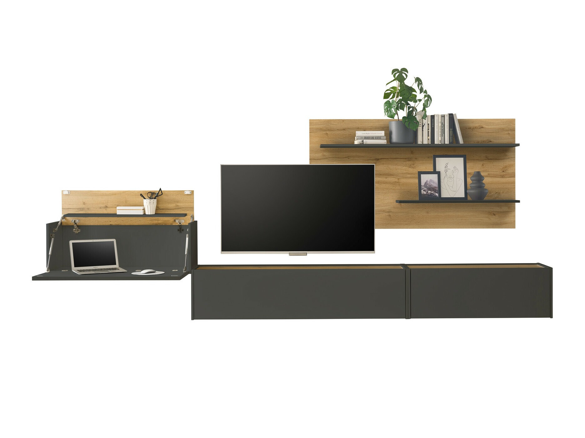 Set za dnevni boravak Elbsori 137 (Antracit + Hrast Wotan)