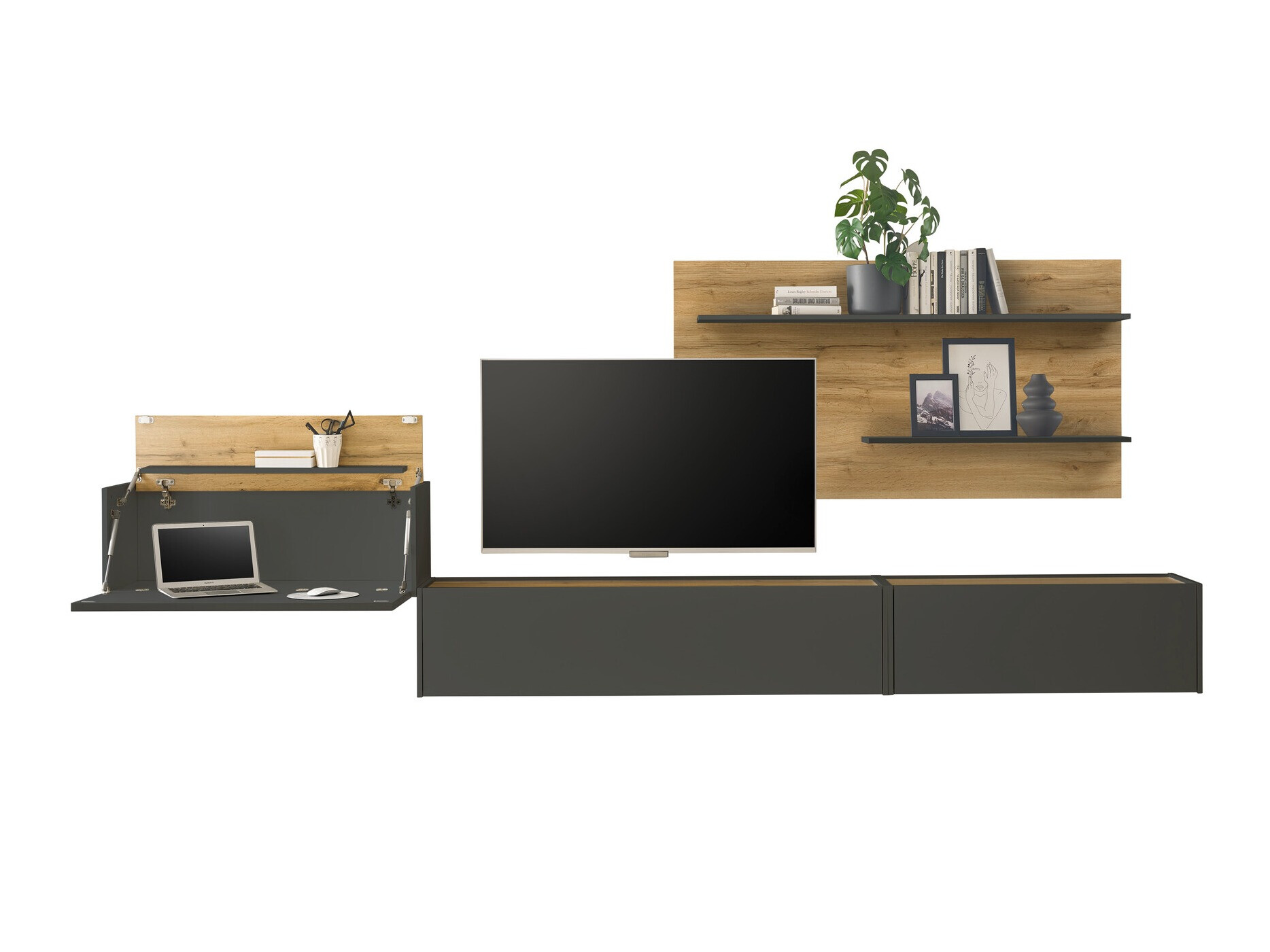 Set za dnevni boravak Elbsori 137 (Antracit + Hrast Wotan)