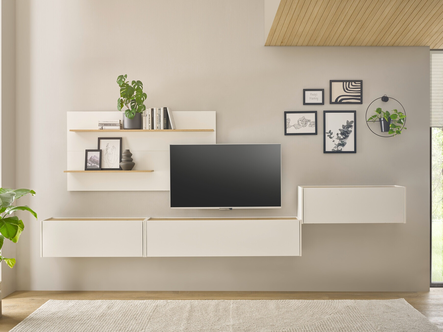 Set za dnevni boravak Elbsori 137 (Bijela + Hrast Wotan)