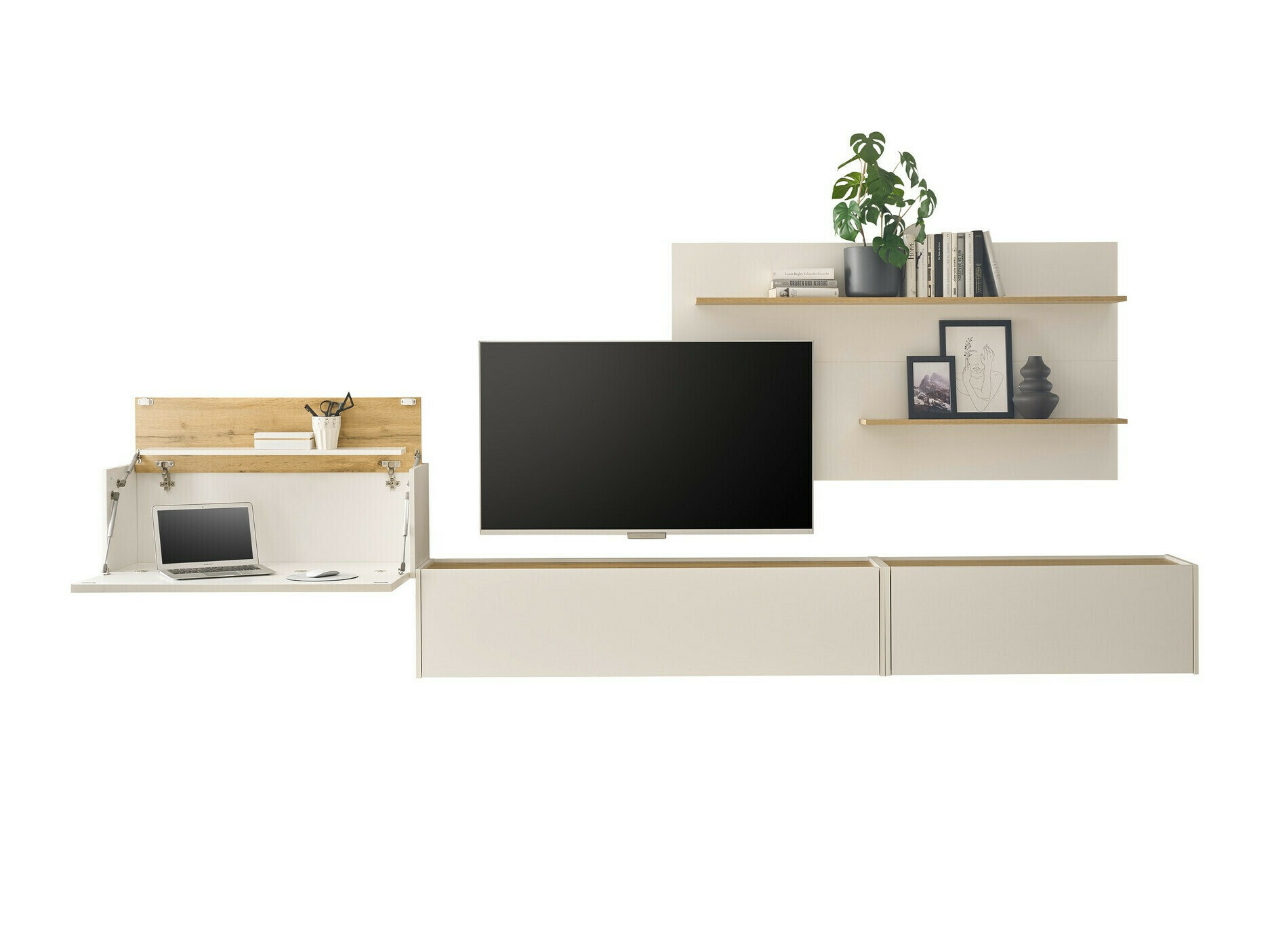 Set za dnevni boravak Elbsori 137 (Bijela + Hrast Wotan)