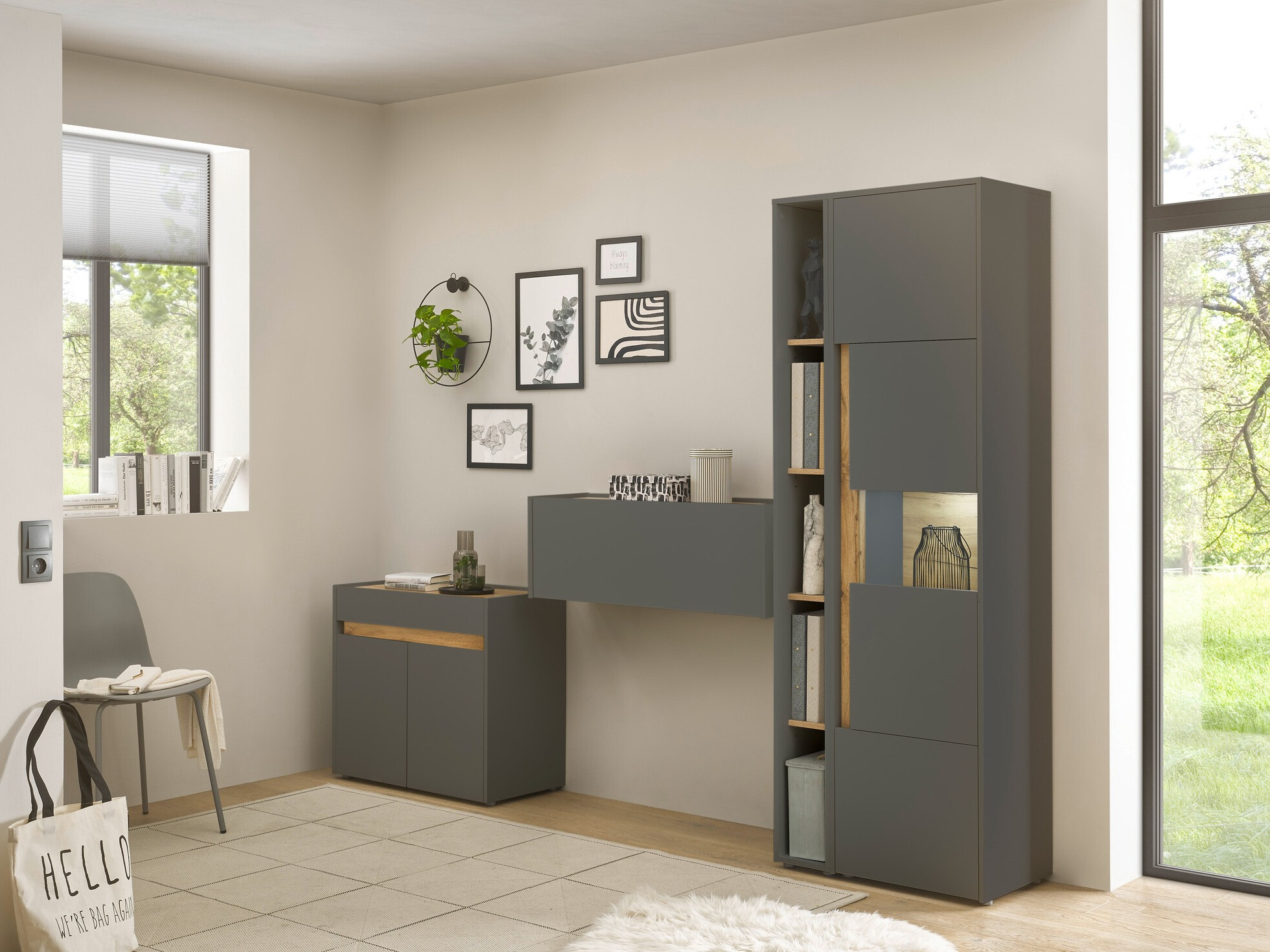 Set namještaja Elbsori 139 (Antracit + Hrast Wotan)