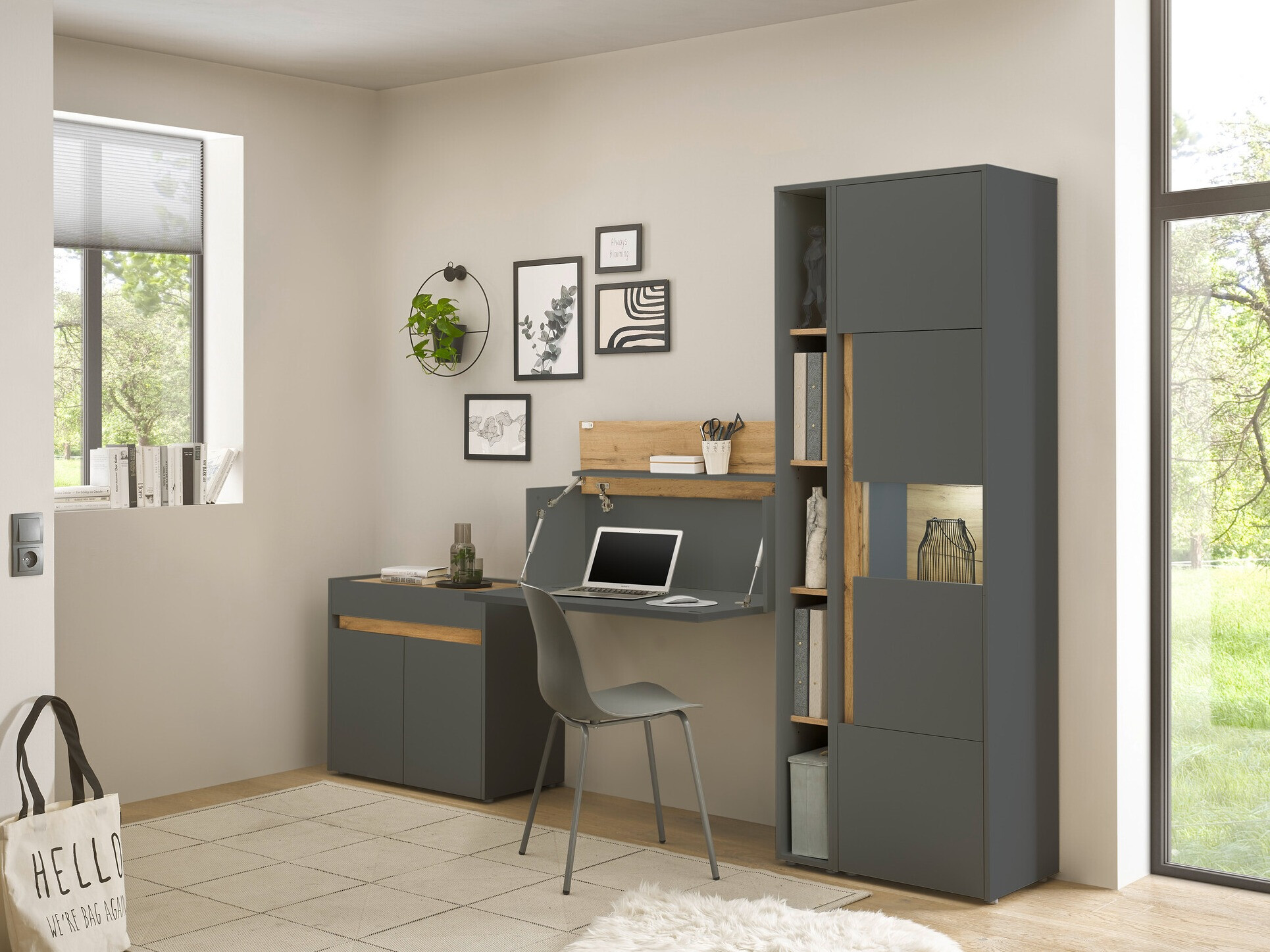 Set namještaja Elbsori 139 (Antracit + Hrast Wotan)