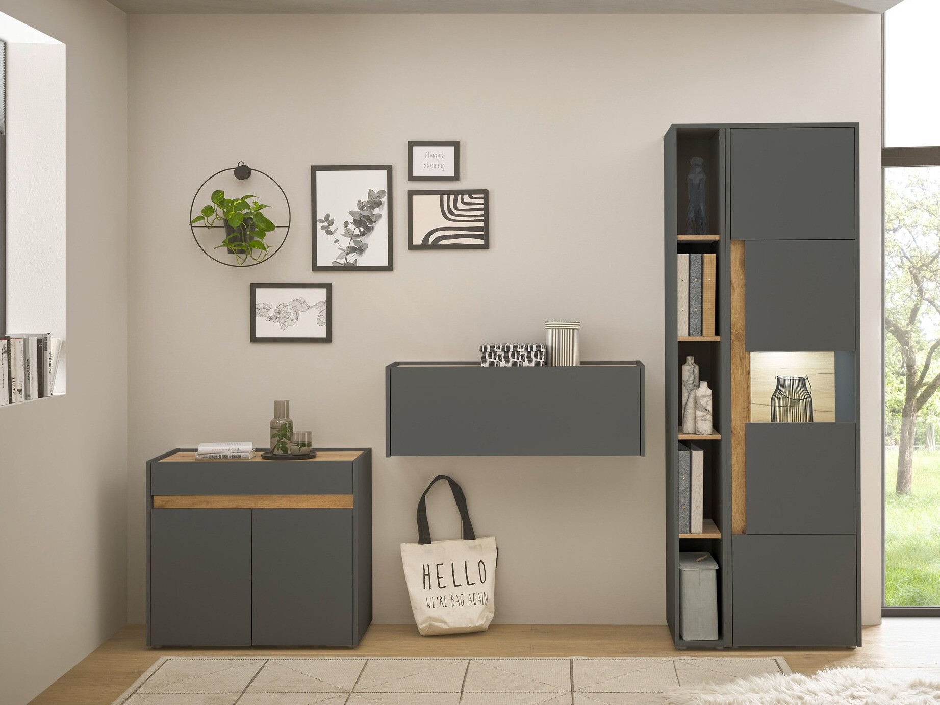 Set namještaja Elbsori 139 (Antracit + Hrast Wotan)