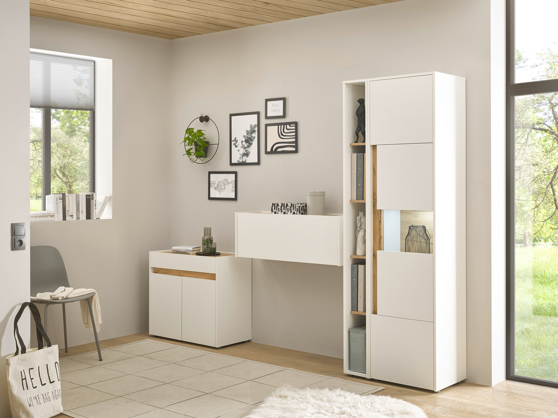 Set namještaja Elbsori 139 (Bijela + Hrast Wotan)