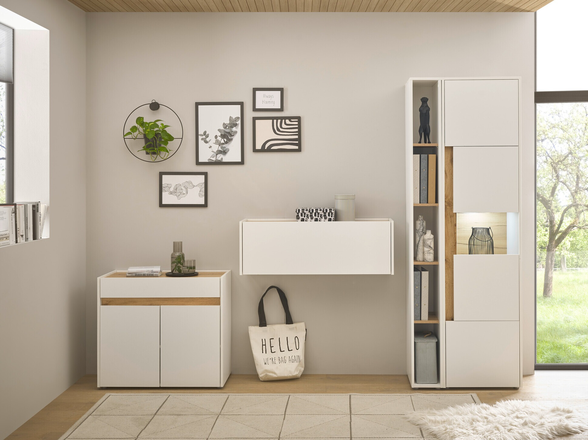 Set namještaja Elbsori 139 (Bijela + Hrast Wotan)