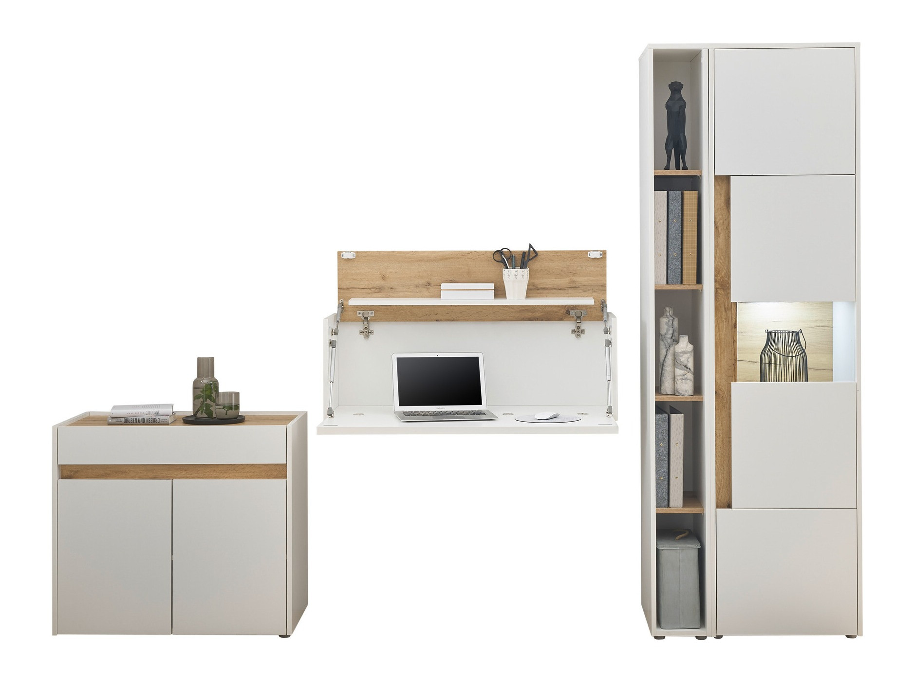 Set namještaja Elbsori 139 (Bijela + Wotan hrast)