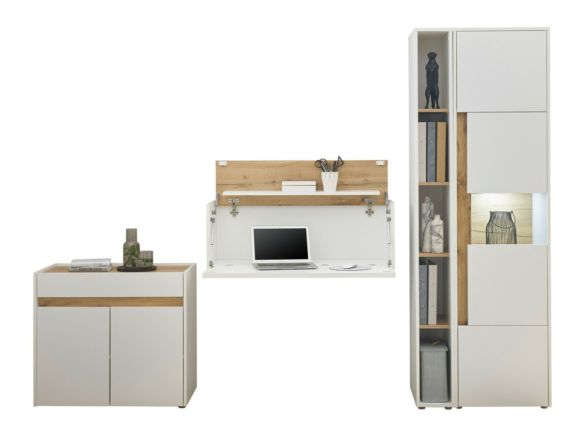 Set namještaja Elbsori 139 (Bijela + Wotan hrast)