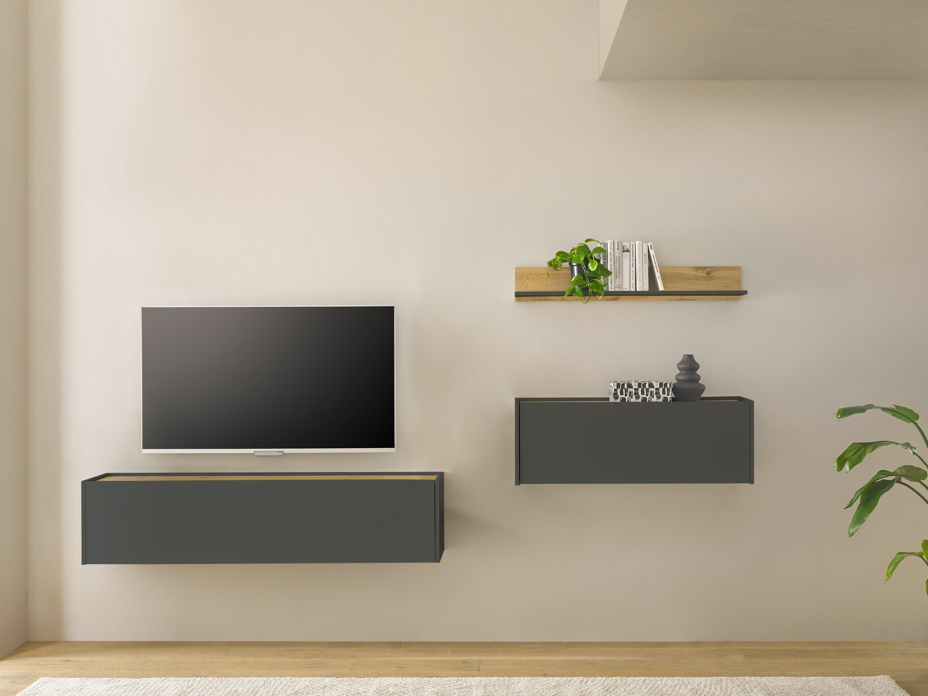 Set za dnevni boravak Elbsori 143 (Antracit + Hrast Wotan)