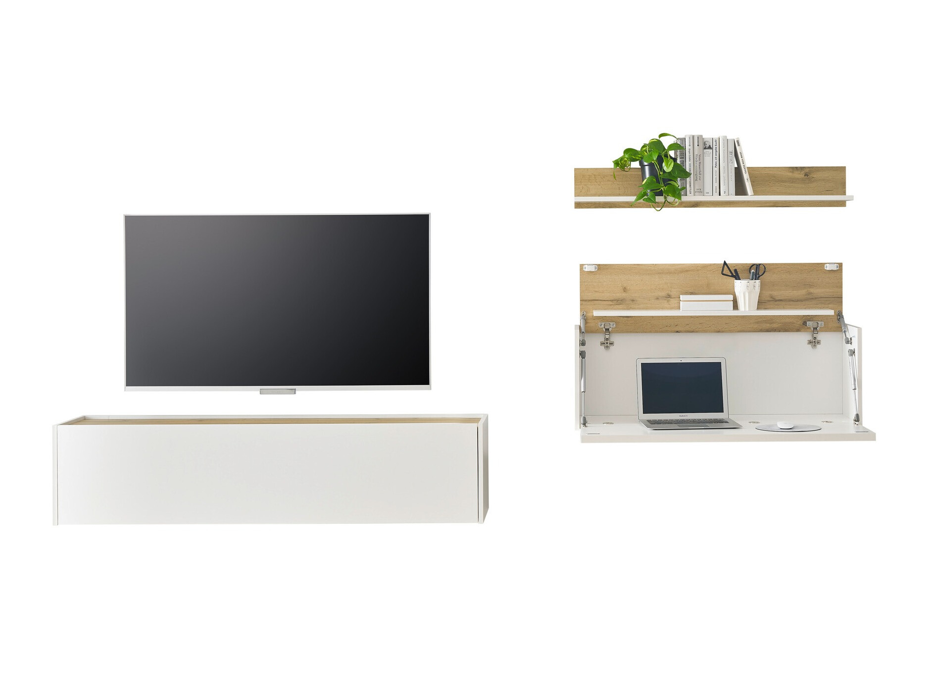 Set za dnevni boravak Elbsori 143 (Bijela + Hrast Wotan)