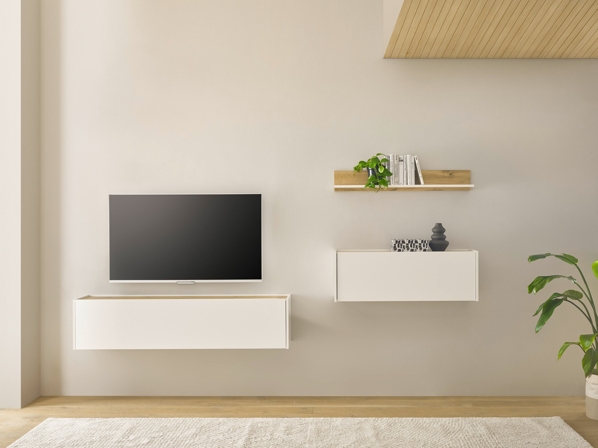 Set za dnevni boravak Elbsori 143 (Bijela + Hrast Wotan)