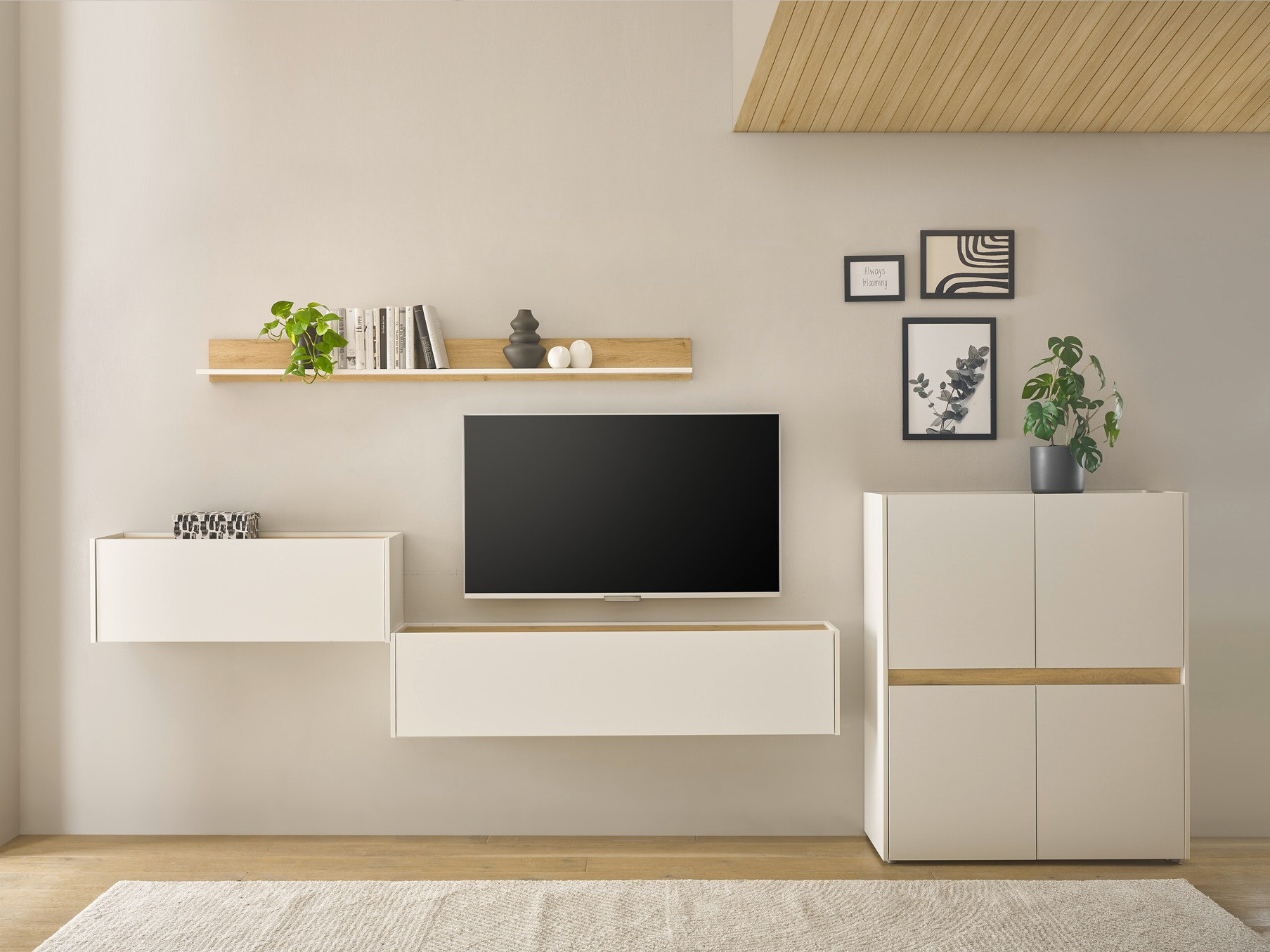 Set za dnevni boravak Elbsori 144 (Bijela + Hrast Wotan)