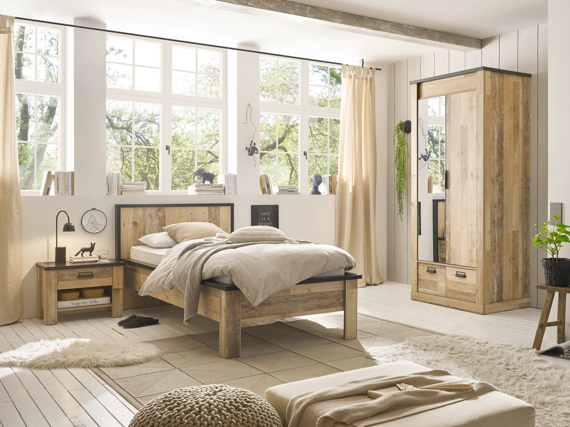 Noćni ormarić Cirtale 104 (Starinsko drvo + Antracit)