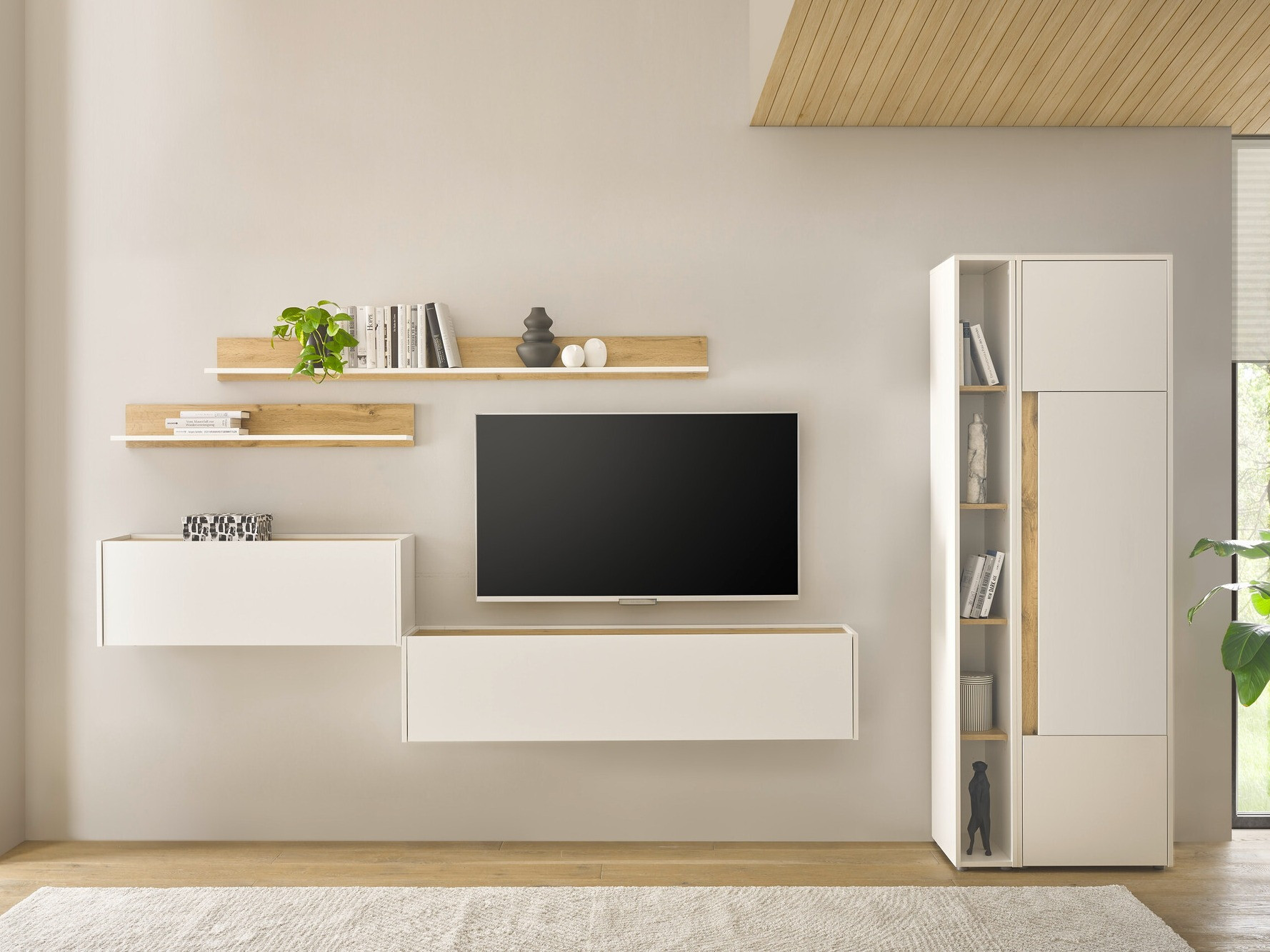 Set za dnevni boravak Elbsori 145 (Bijela + Hrast Wotan)