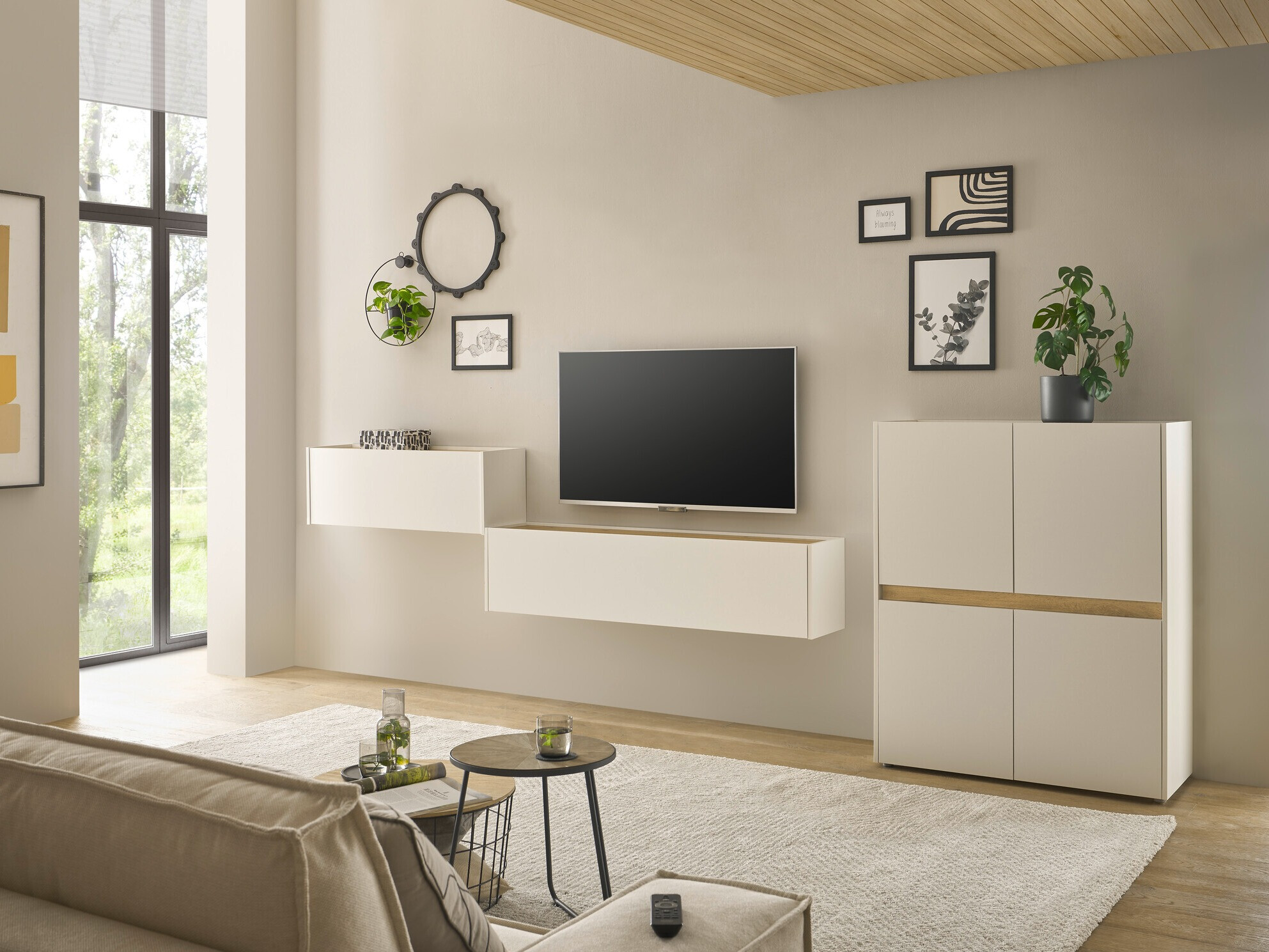 Set za dnevni boravak Elbsori 148 (Bijela + Hrast Wotan)