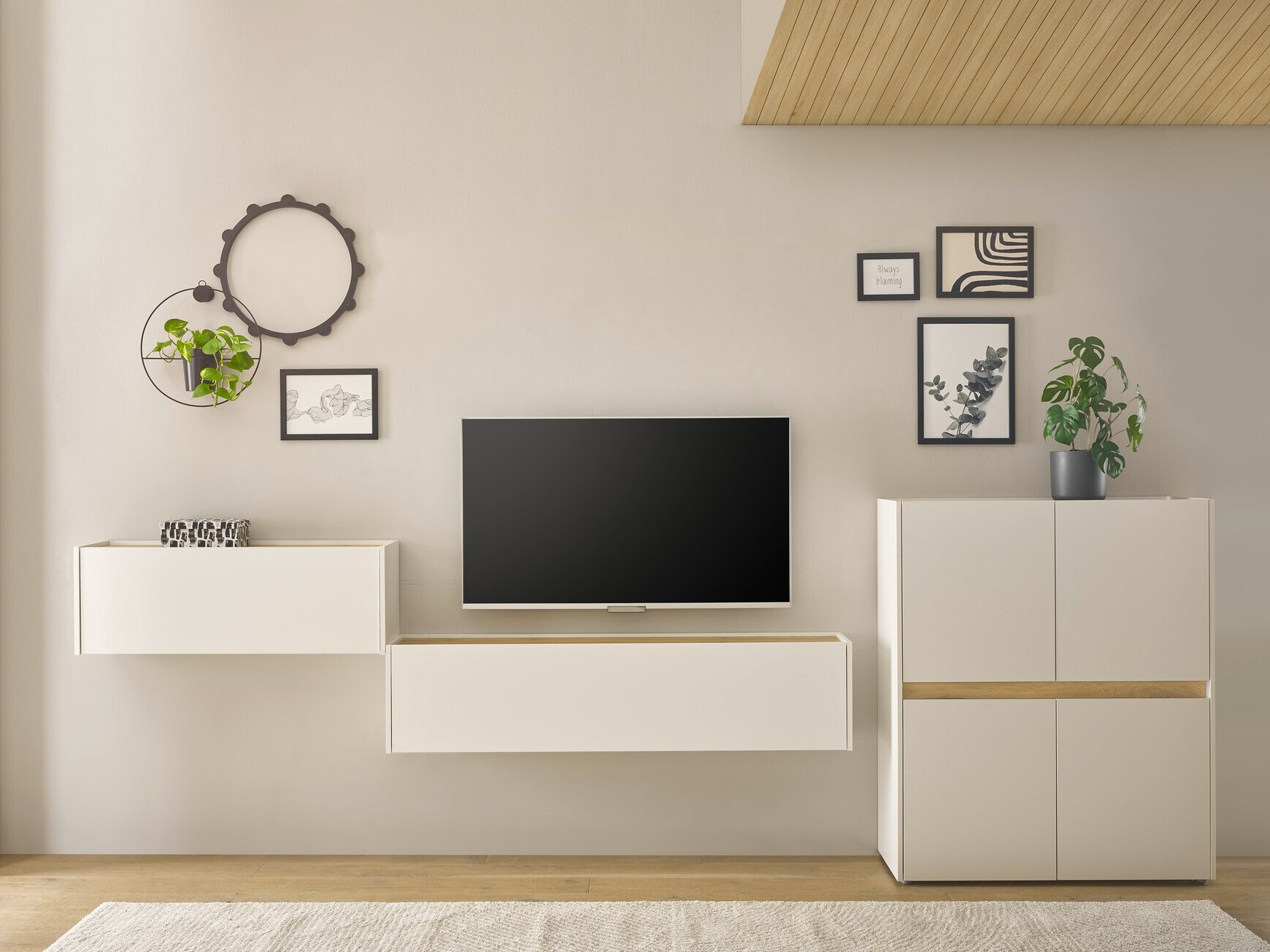 Set za dnevni boravak Elbsori 148 (Bijela + Hrast Wotan)