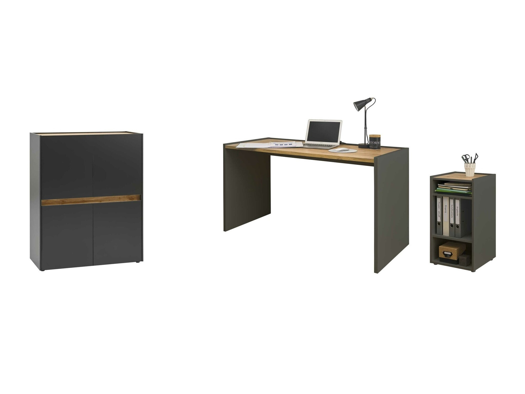 Set za kućni ured Elbsori 150 (Antracit + Hrast Wotan)