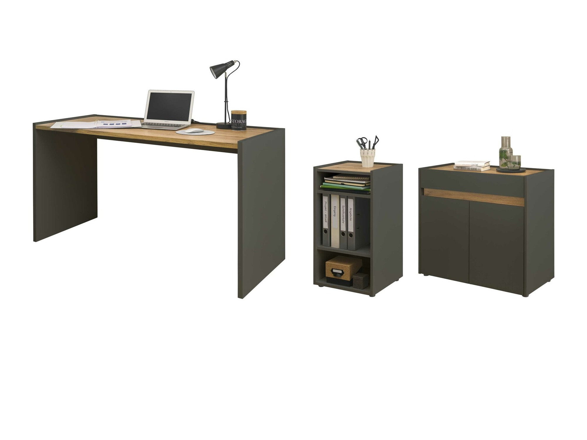 Set za kućni ured Elbsori 151 (Antracit + Hrast Wotan)