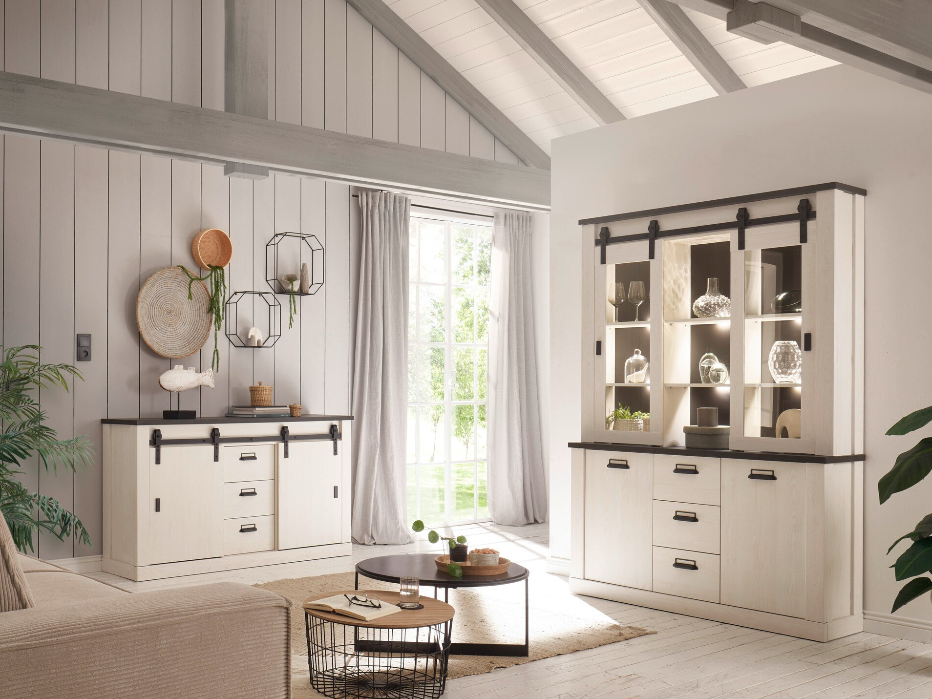 Polica Cirtale 110 (Izbijeljeni bor + Antrahite)