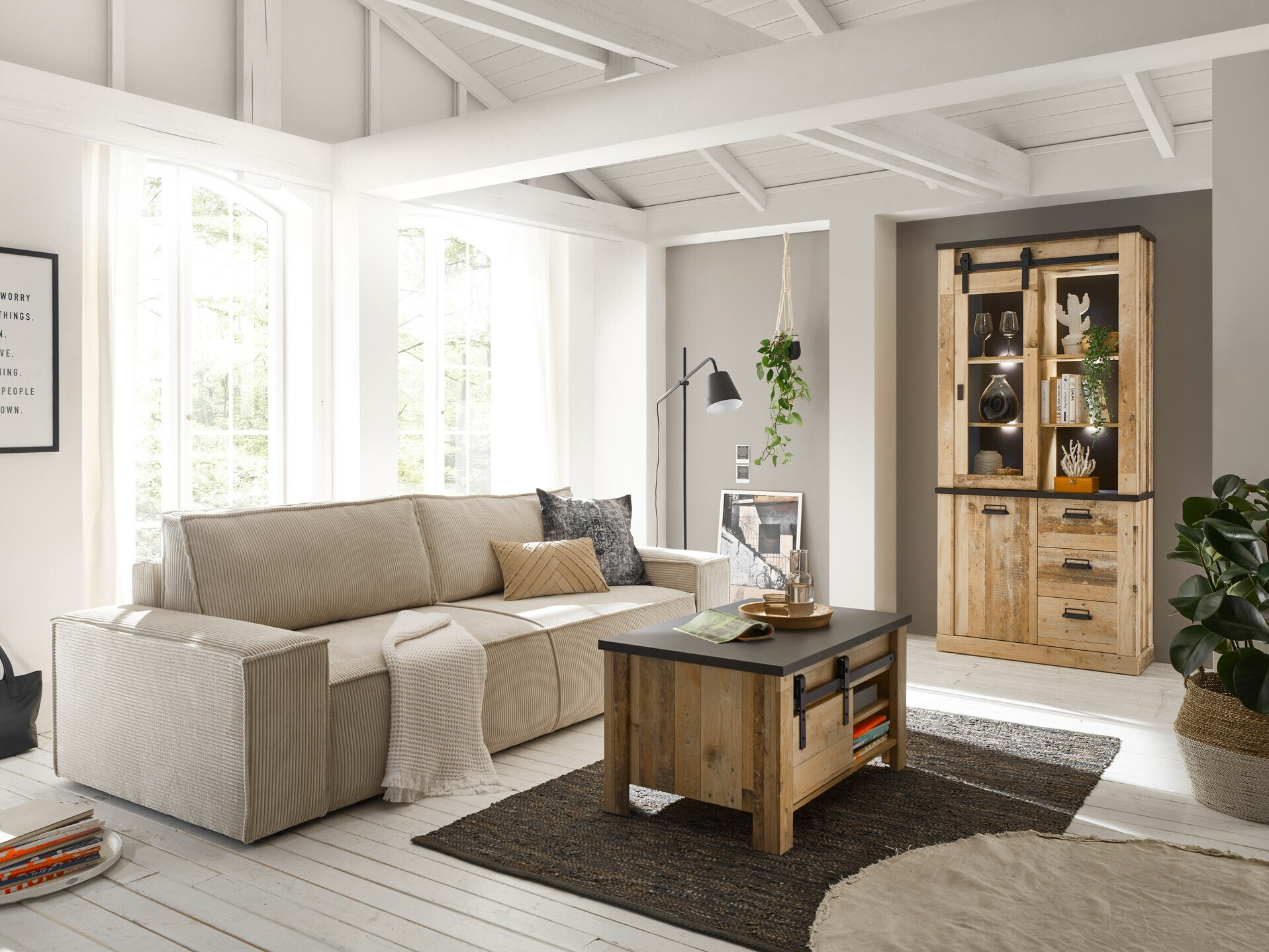 Polica Cirtale 114 (Starinsko drvo + Antracit)