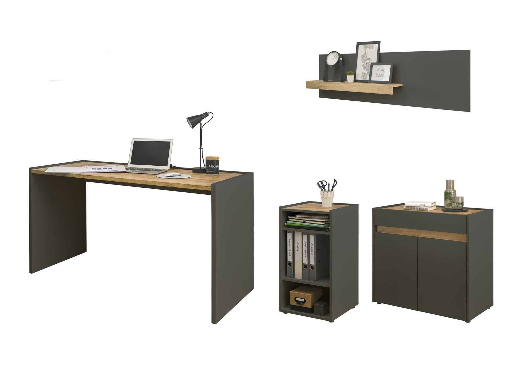 Set za kućni ured Elbsori 152 (Antracit + Hrast Wotan)