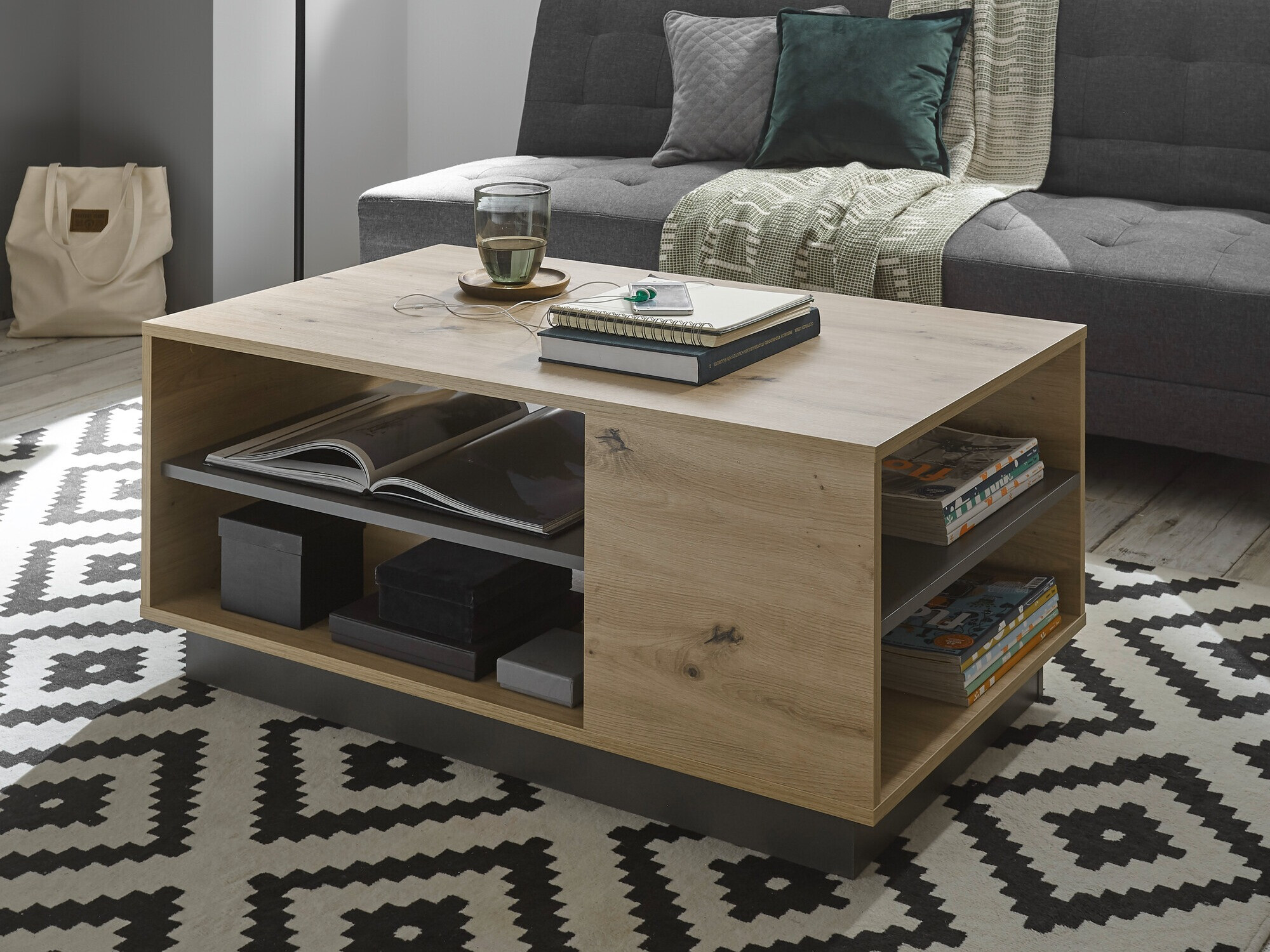 Stolić za kavu Veropho 108 (Artisan hrast + Grafit)