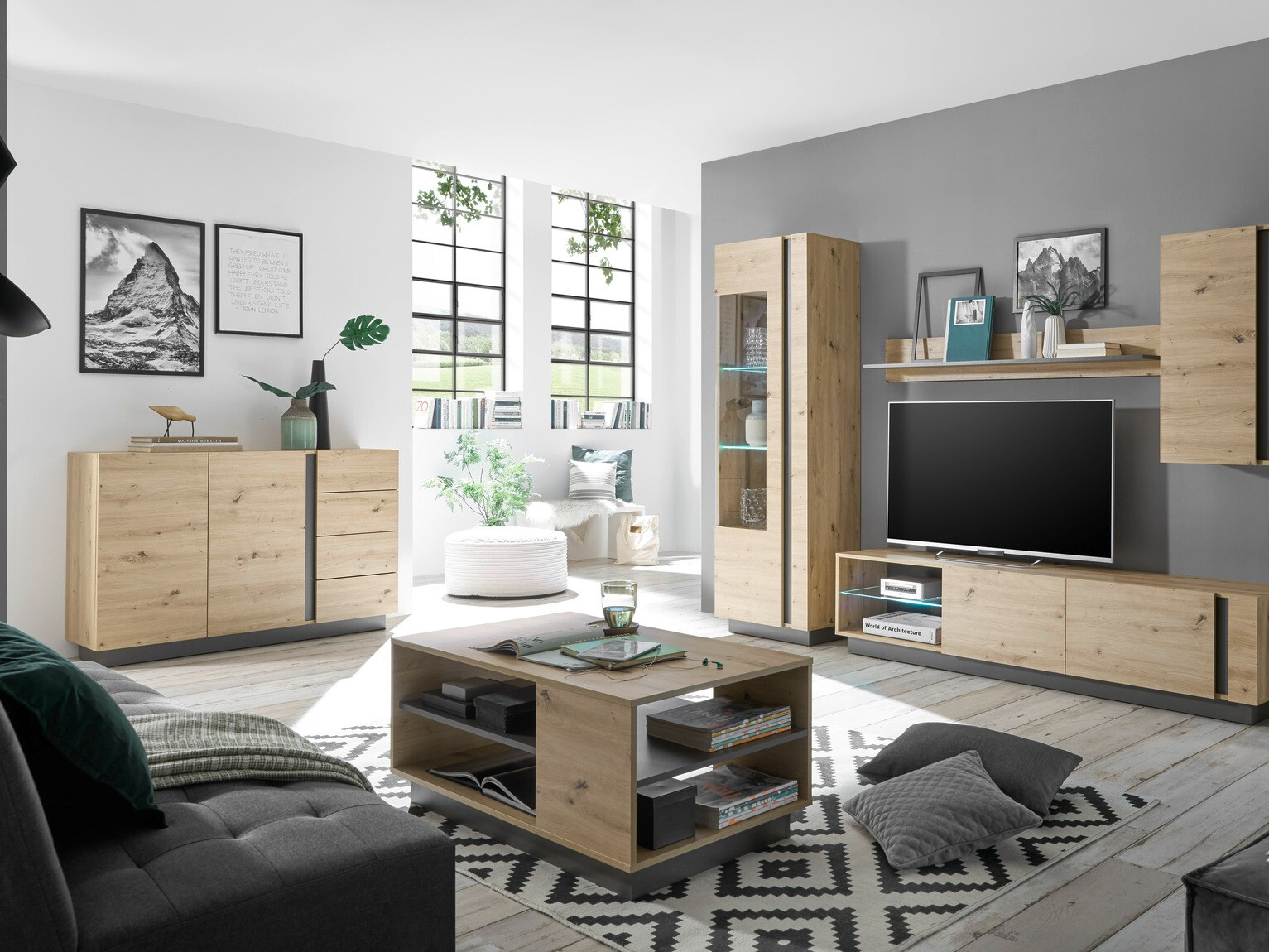 Stolić za kavu Veropho 108 (Artisan hrast + Grafit)