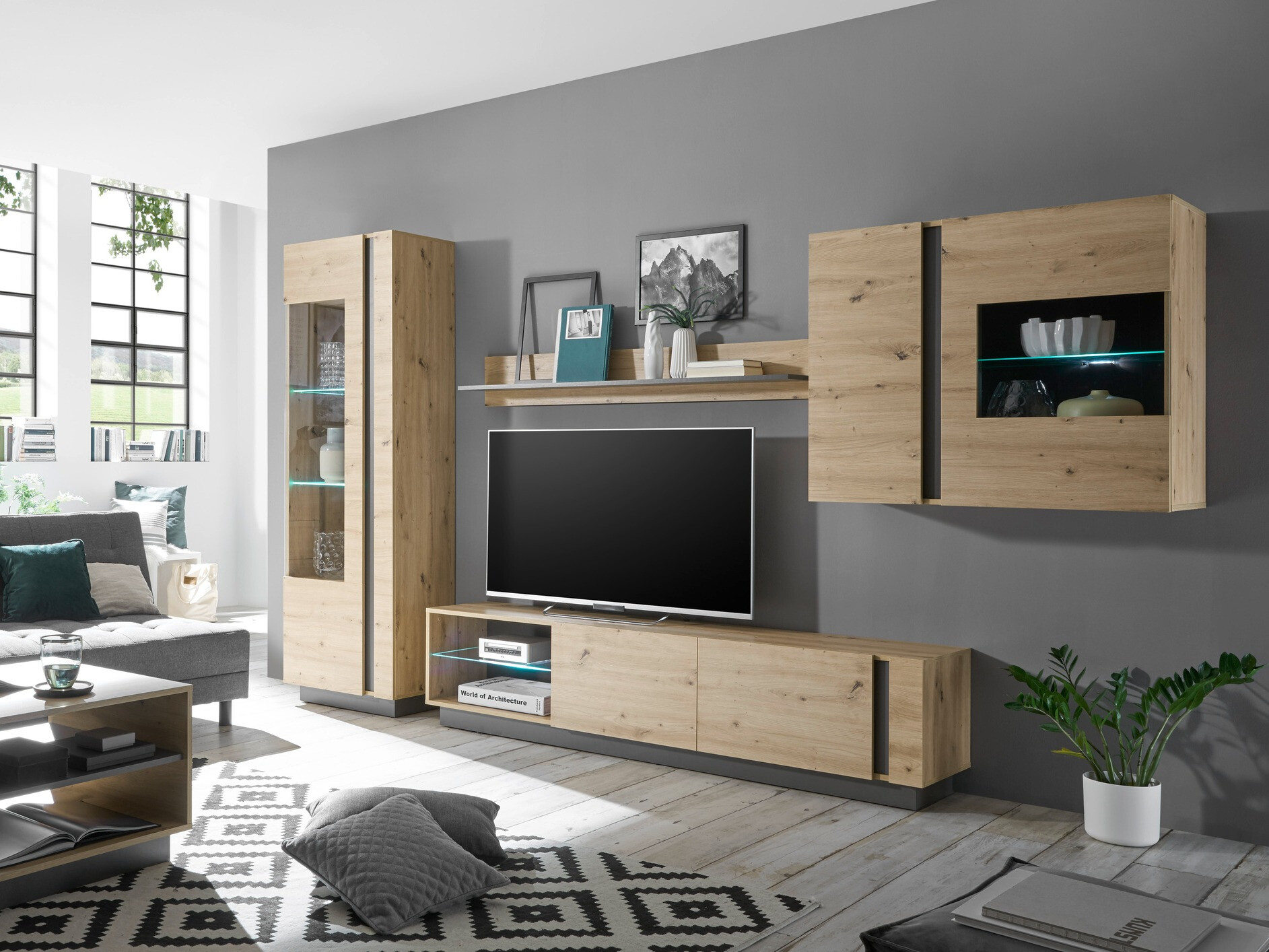 Zidni ormarić Veropho 105 (Hrast Artisan + Grafit)