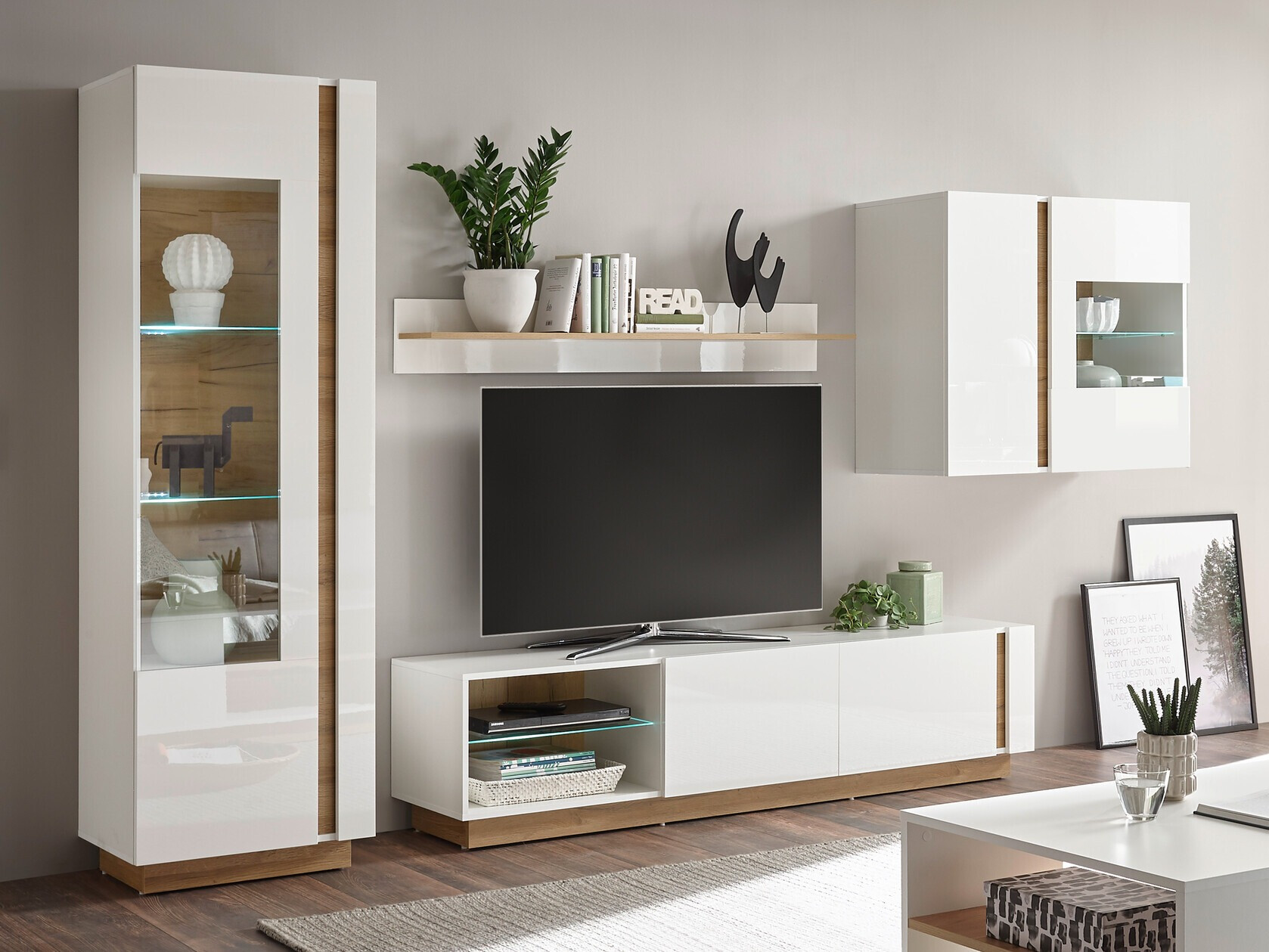 Dnevni boravak Veropho 113 (Sjajno bijela + Grandson hrast)