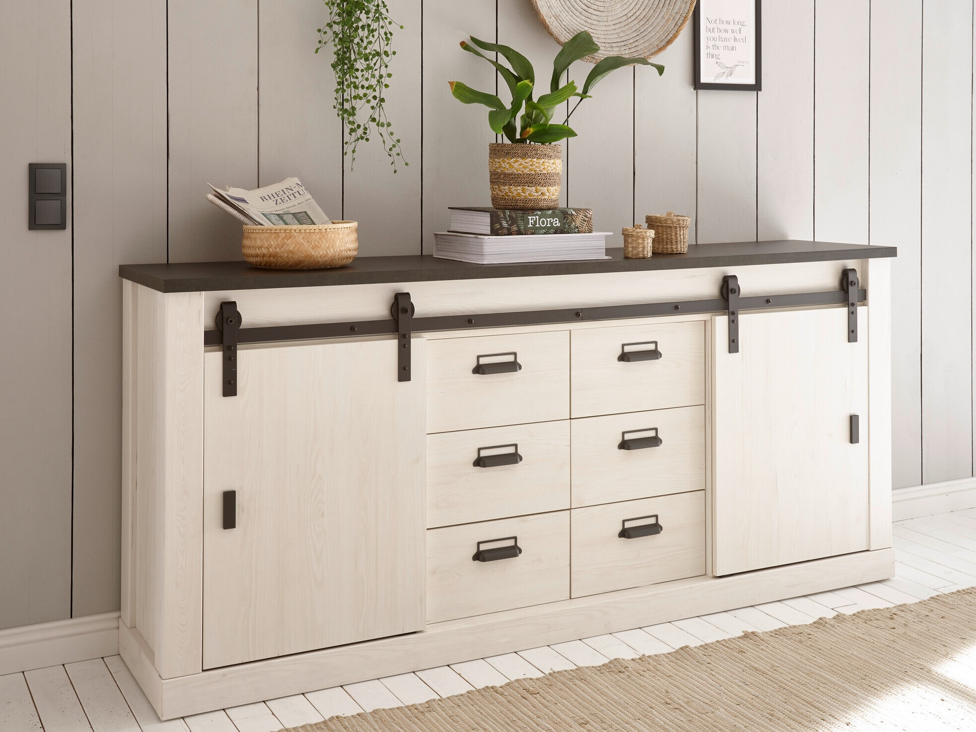 Komoda Cirtale 118 (Antracit + Izbijeljeni bor)