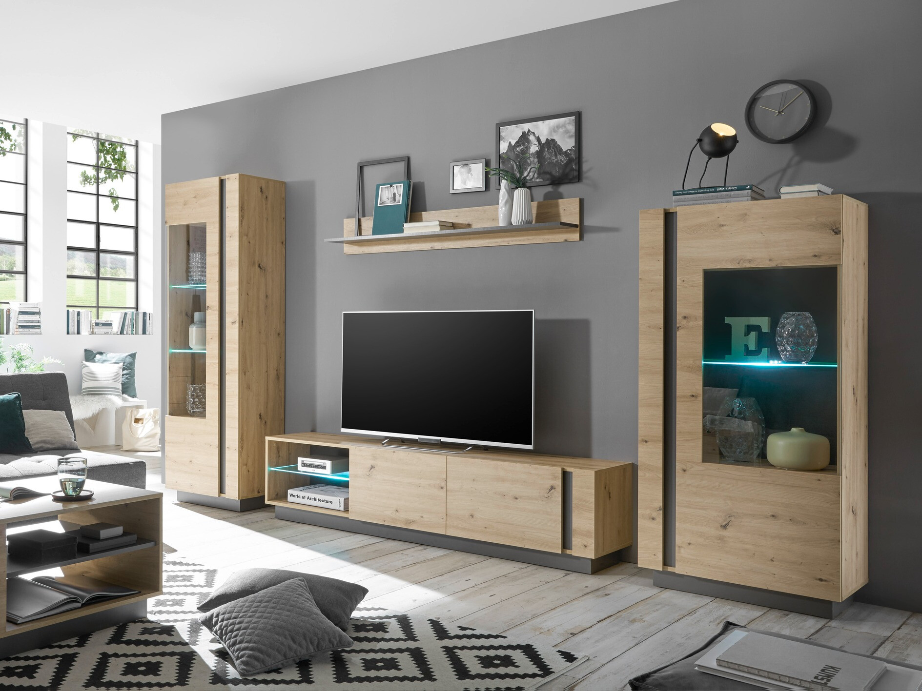 Set za dnevni boravak Veropho 112 (Hrast Artisan + Grafit)