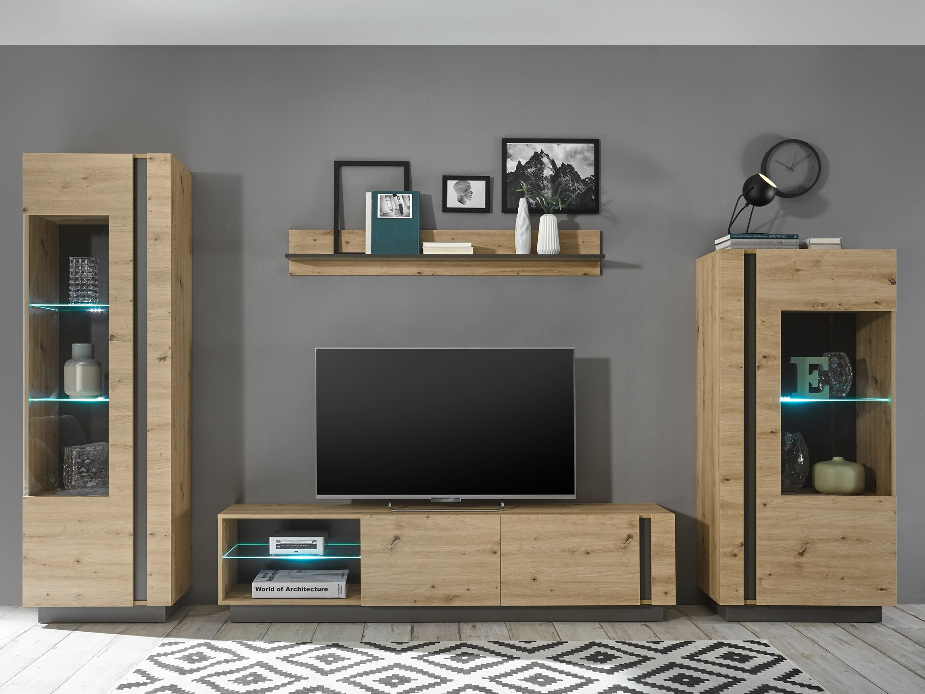 Set za dnevni boravak Veropho 112 (Hrast Artisan + Grafit)