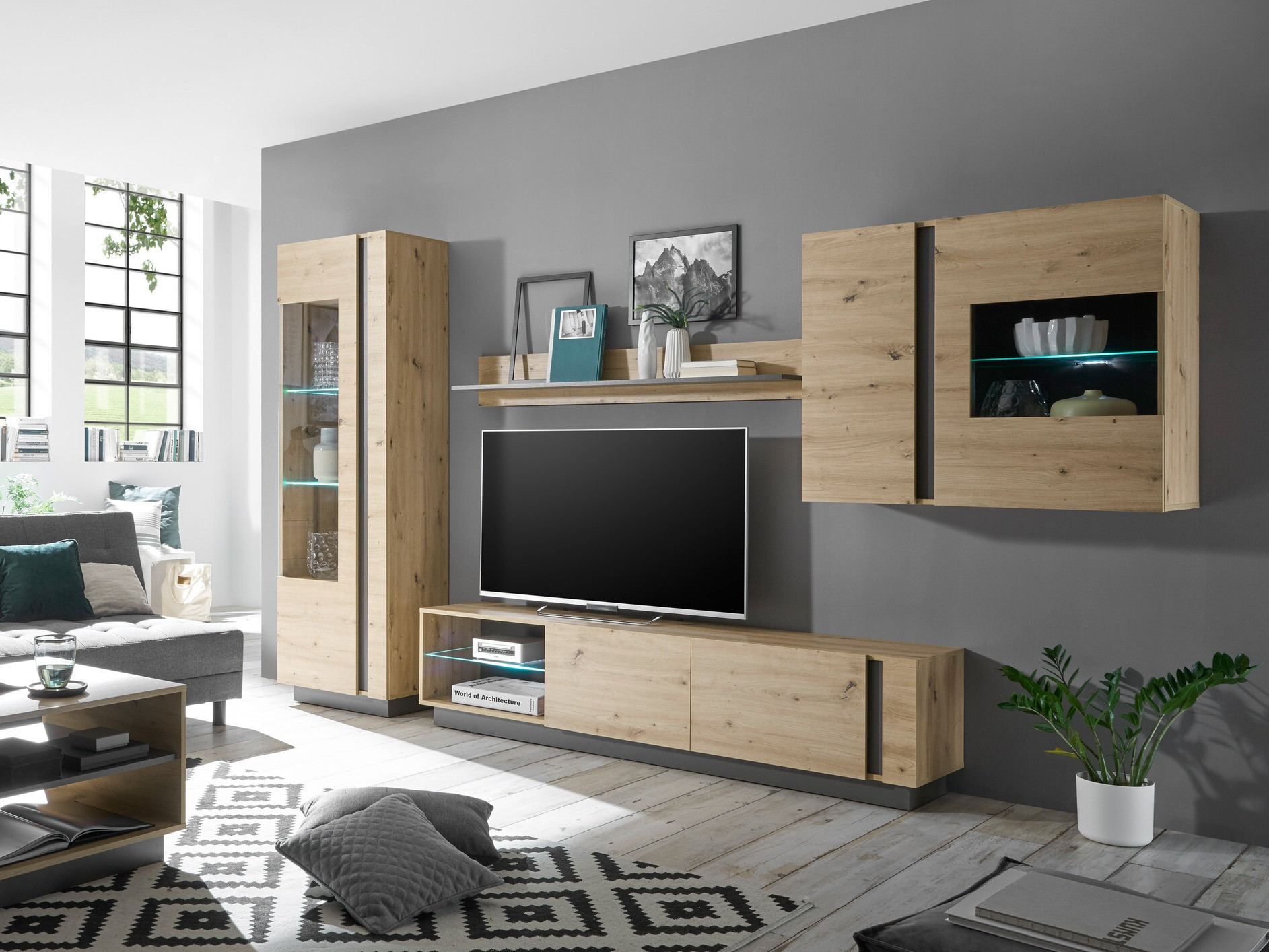 Set za dnevni boravak Veropho 113 (Hrast Artisan + Grafit)