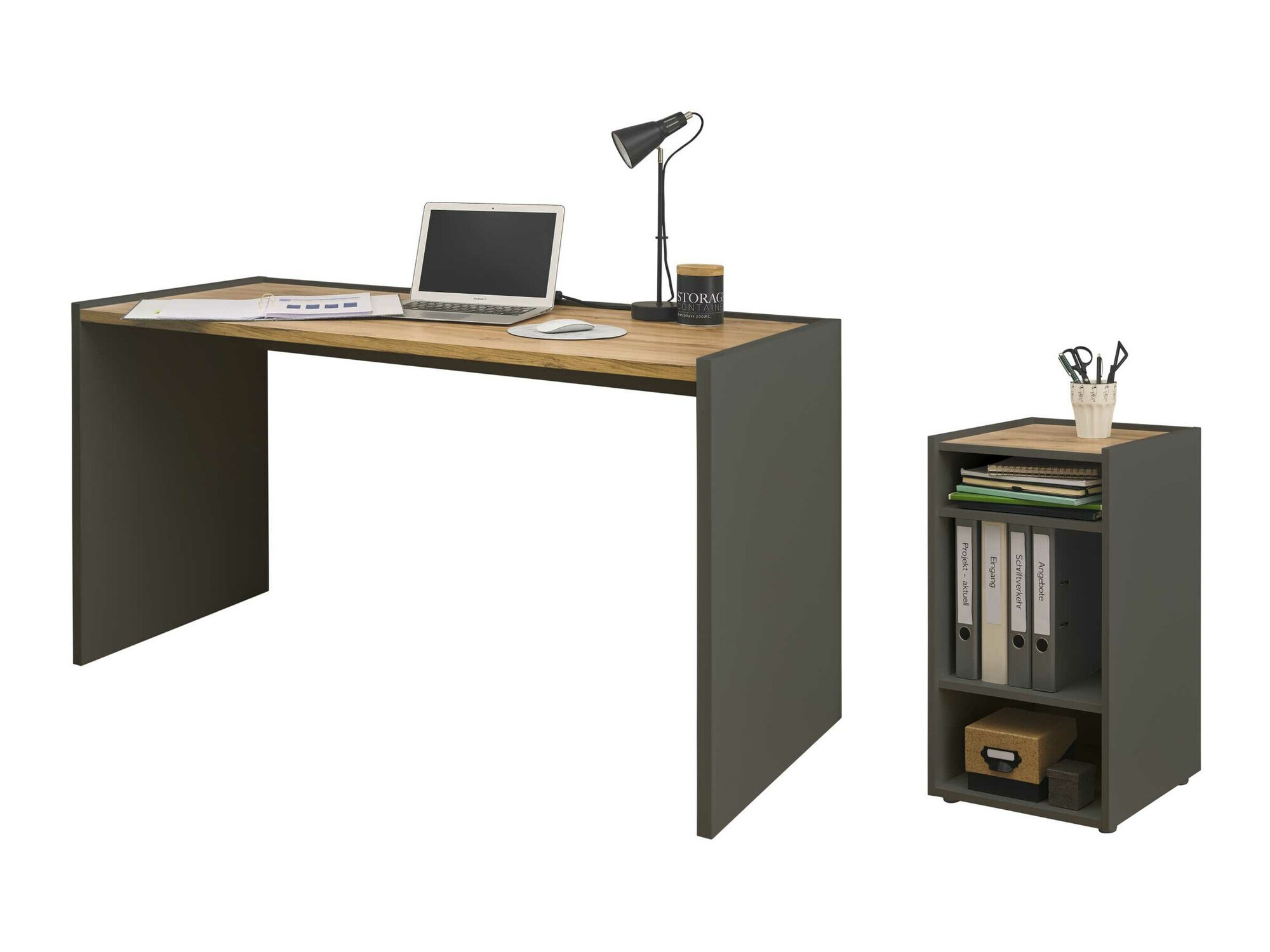 Set za kućni ured Elbsori 153 (Antracit + Hrast Wotan)