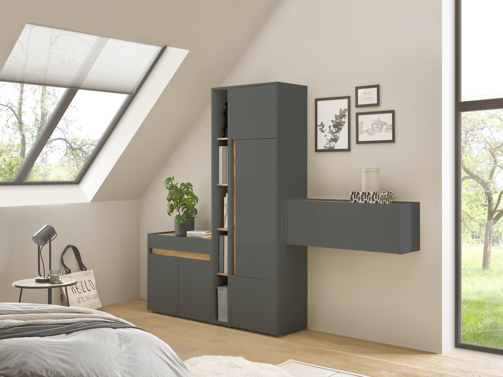 Set namještaja Elbsori 156 (Antracit + Hrast Wotan)