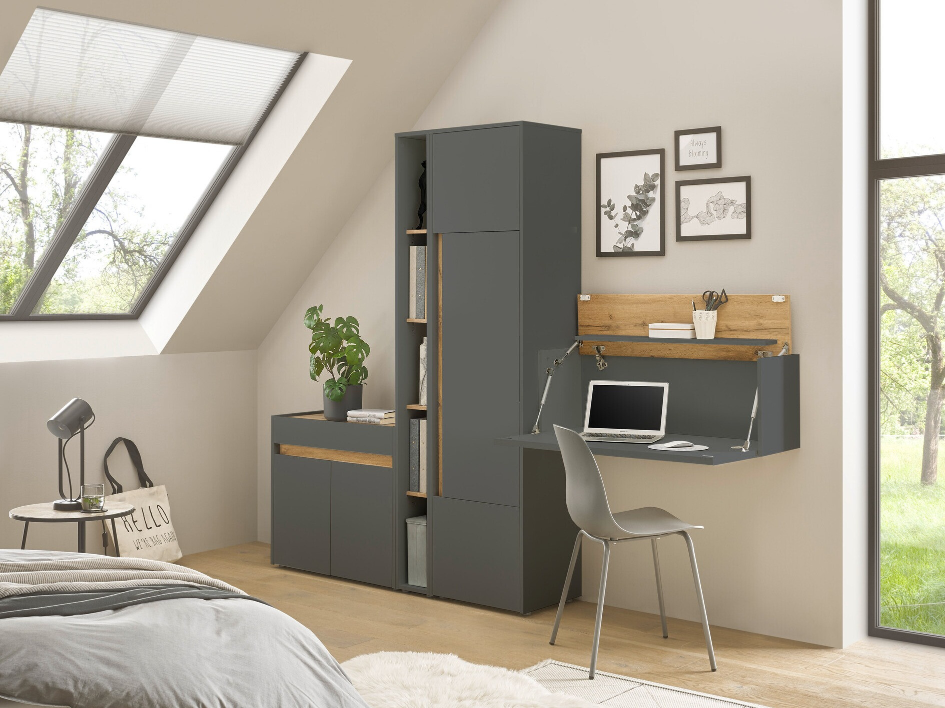 Set namještaja Elbsori 156 (Antracit + Hrast Wotan)