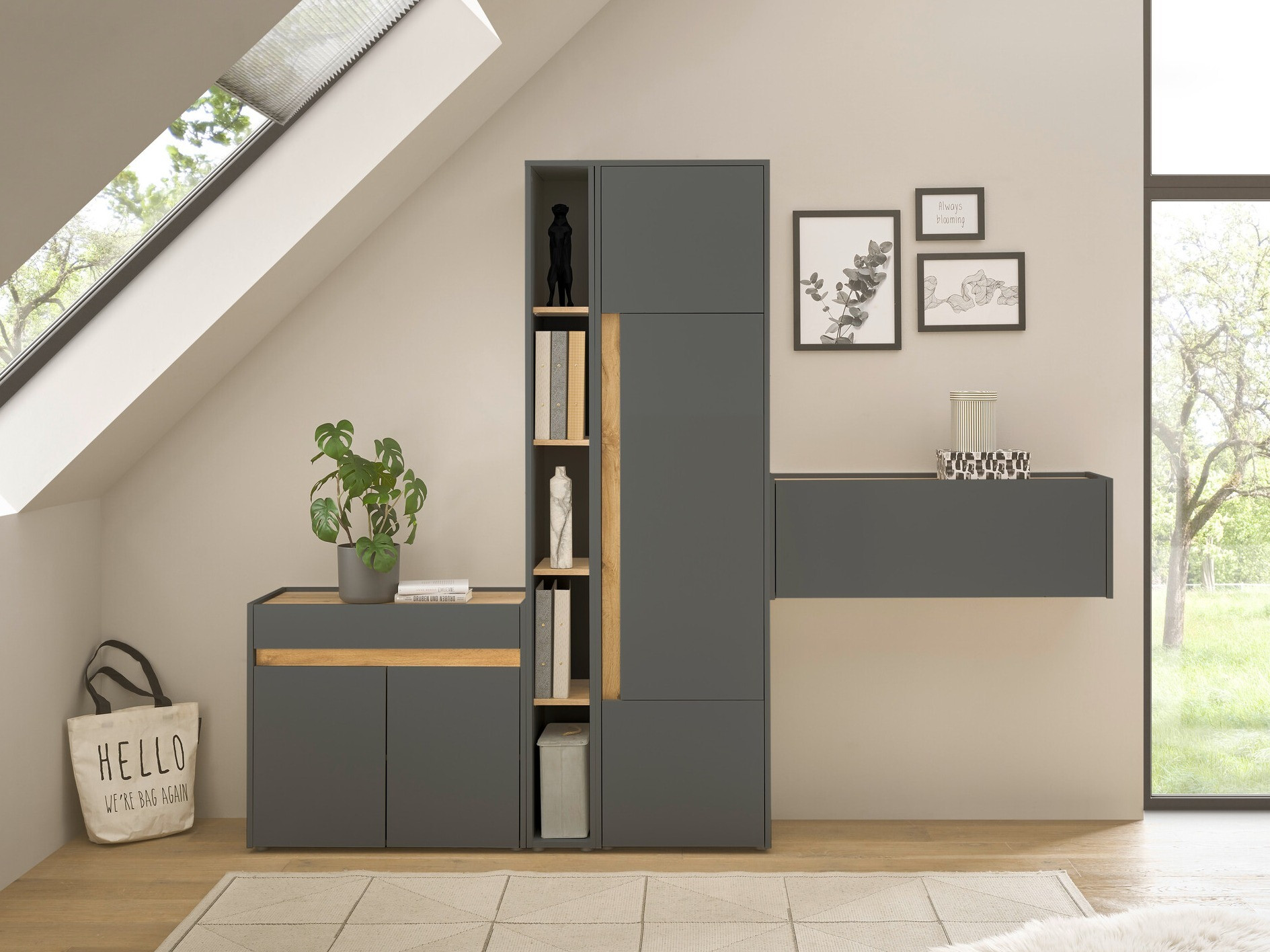 Set namještaja Elbsori 156 (Antracit + Hrast Wotan)